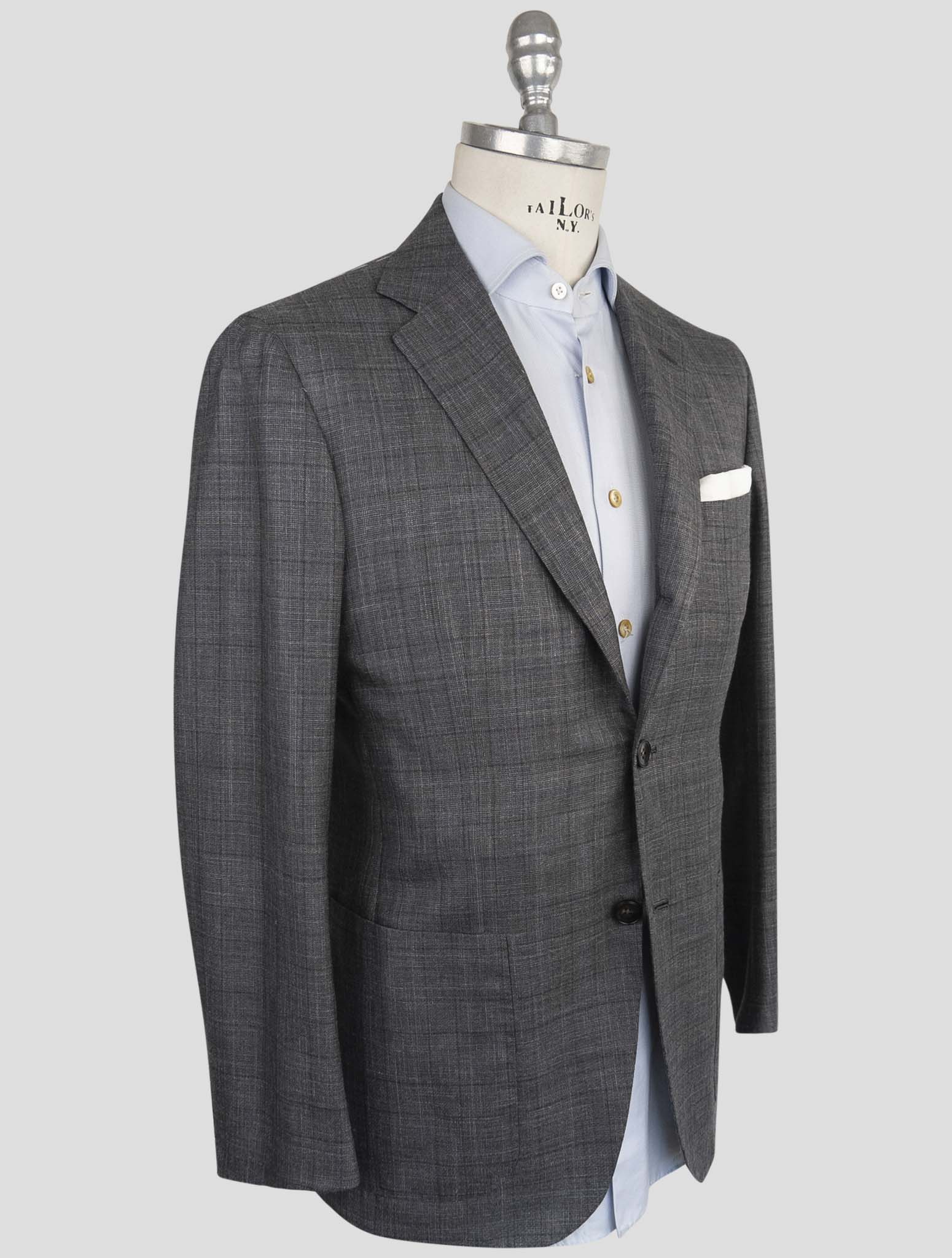 Kiton Gray Cashmere Silk Linen Suit