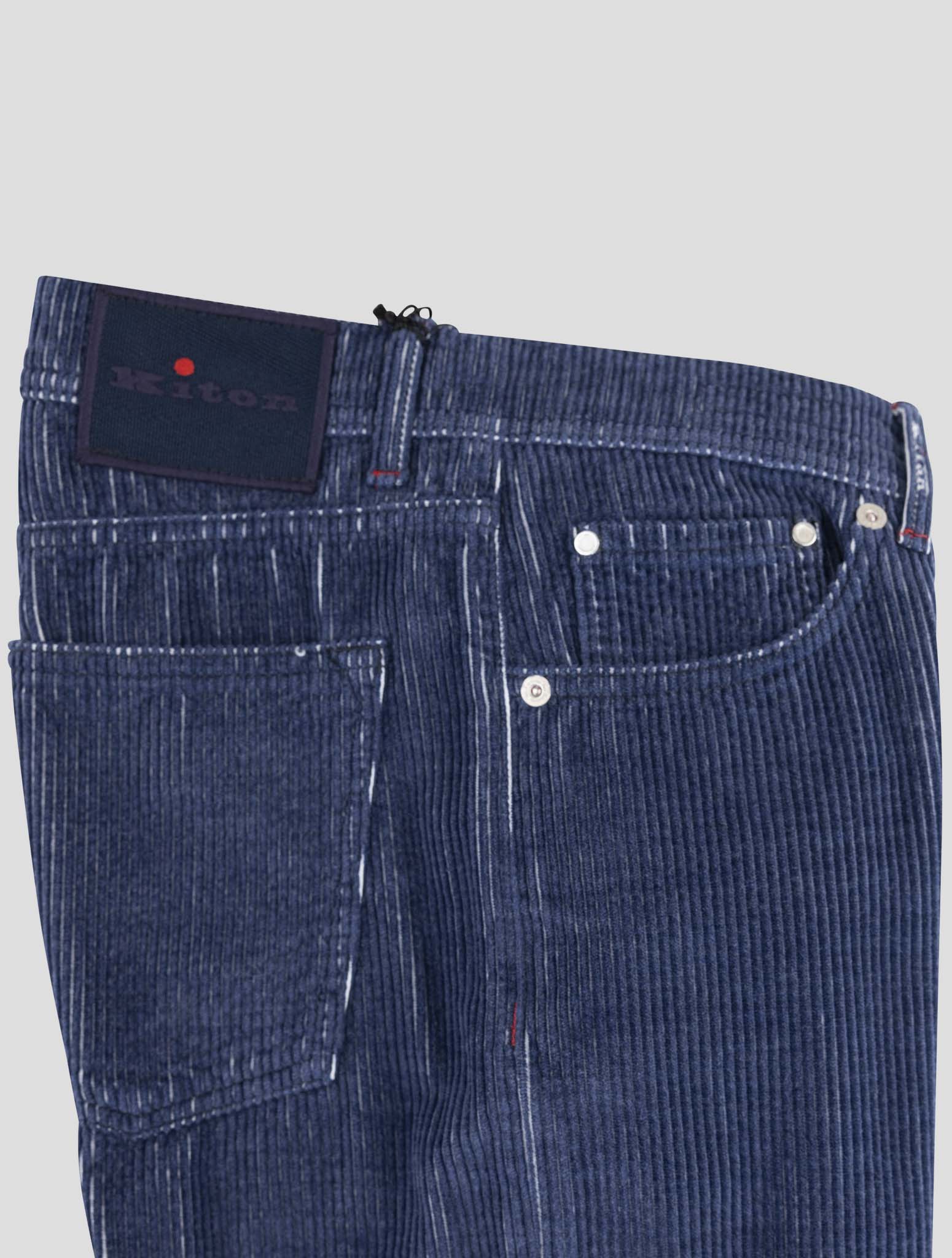 Kiton Blue Cotton Velvet Jeans