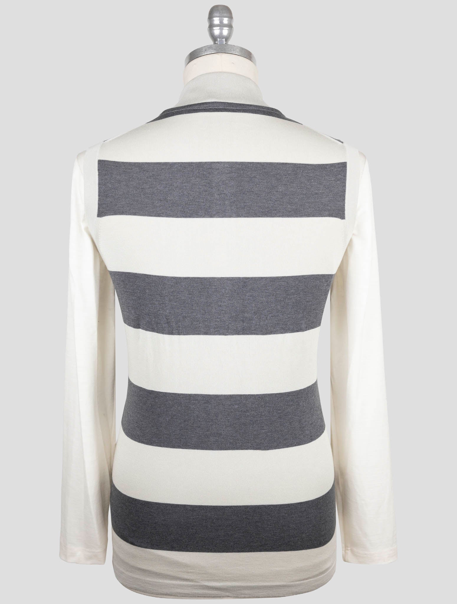 Kiton Gray Beige Cotton Sweater Gilet Cardigan