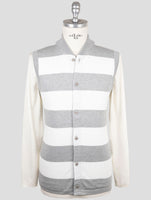 Kiton Gray White Cotton Sweater Gilet Cardigan
