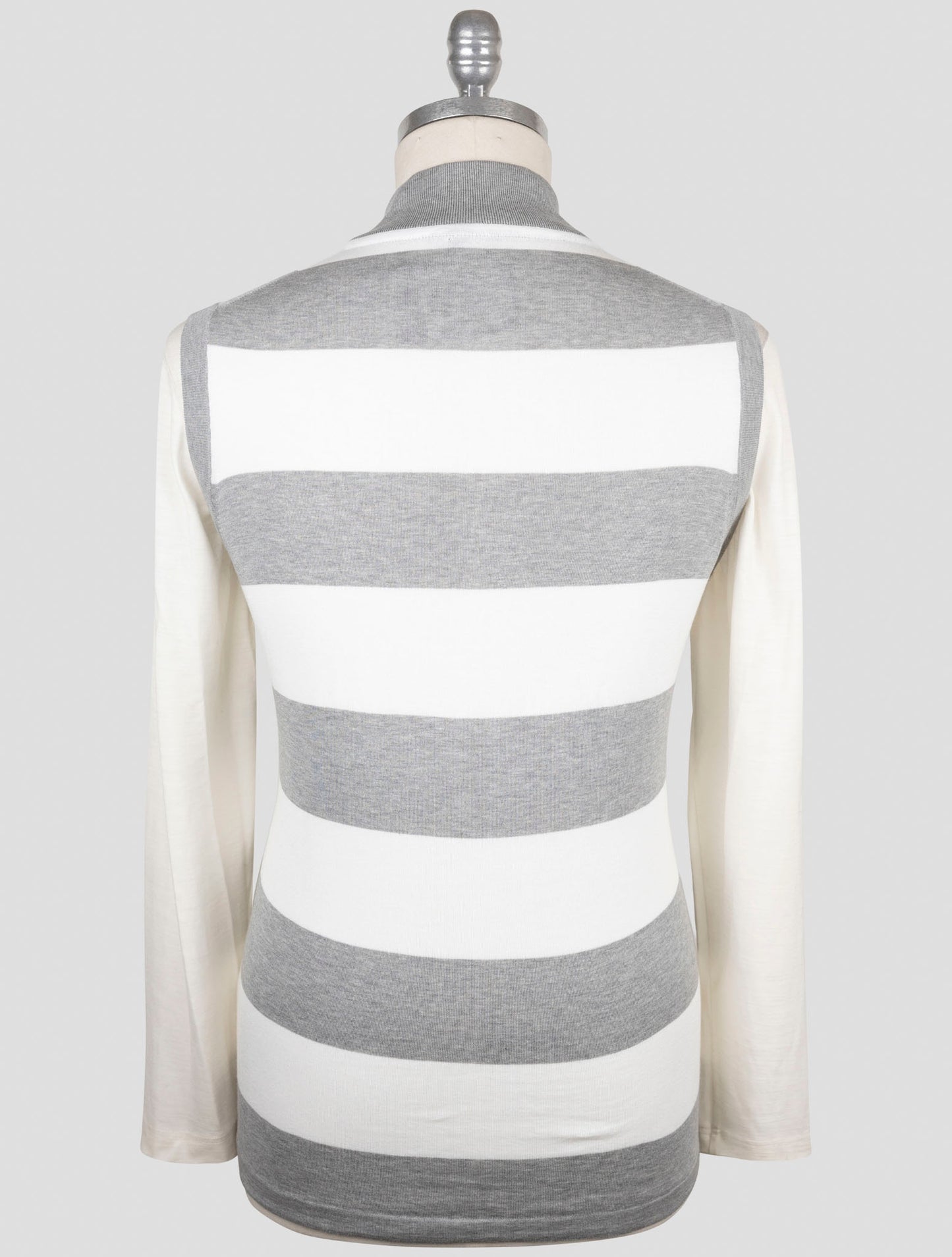 Kiton Gray White Cotton Sweater Gilet Cardigan
