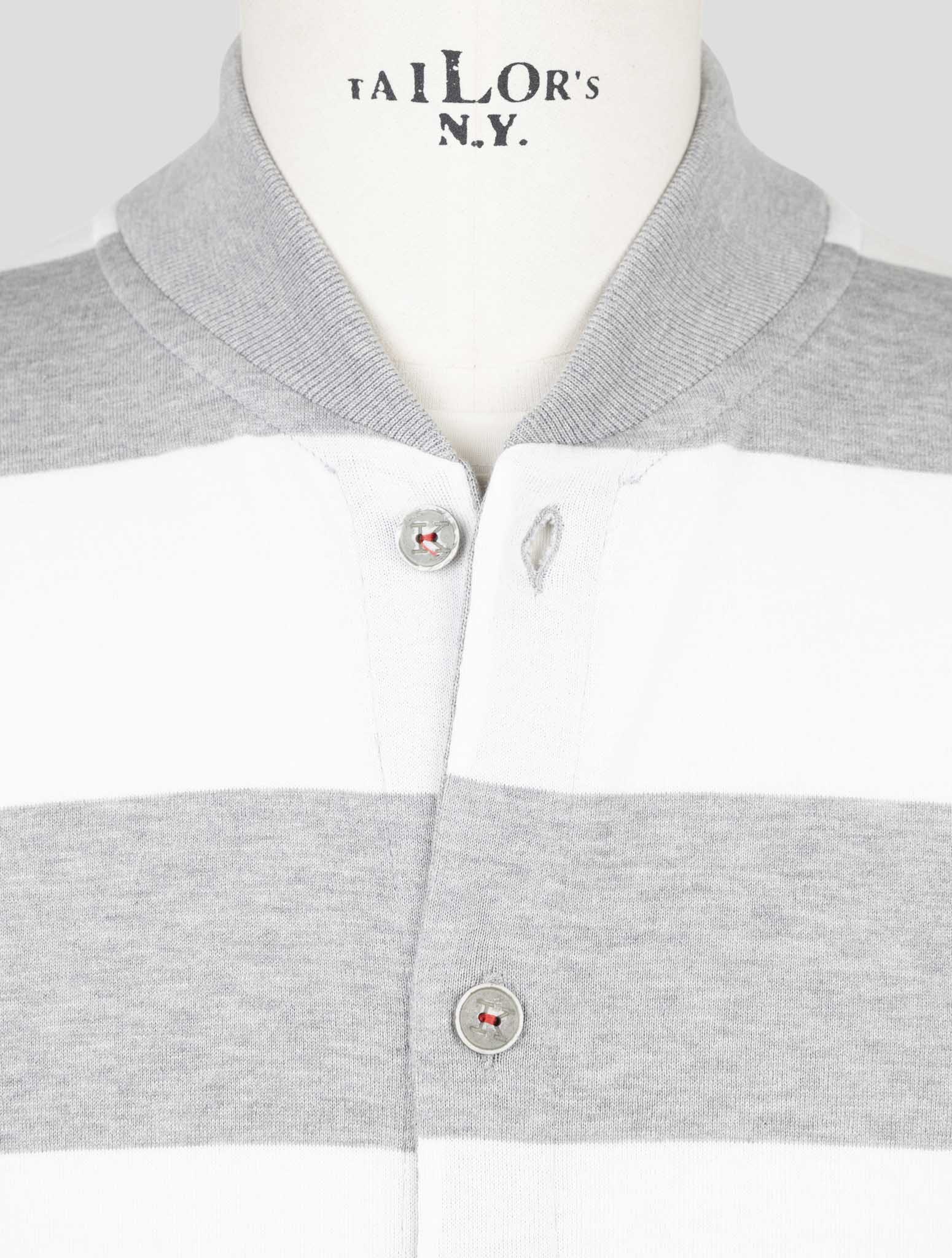 Kiton Gray White Cotton Sweater Gilet Cardigan