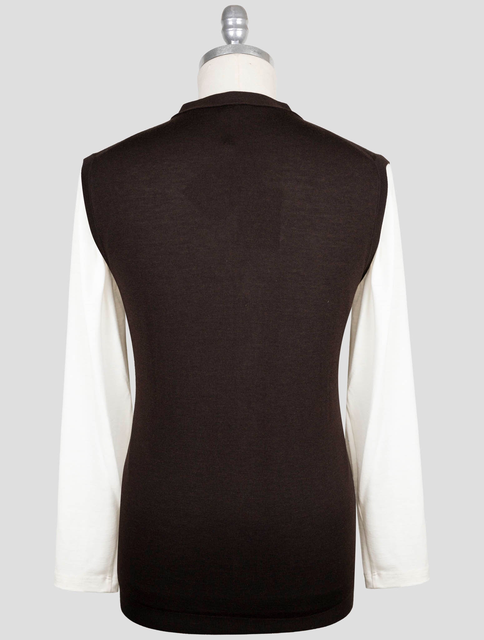 Kiton Brown Cashmere Silk Sweater Gilet Cardigan
