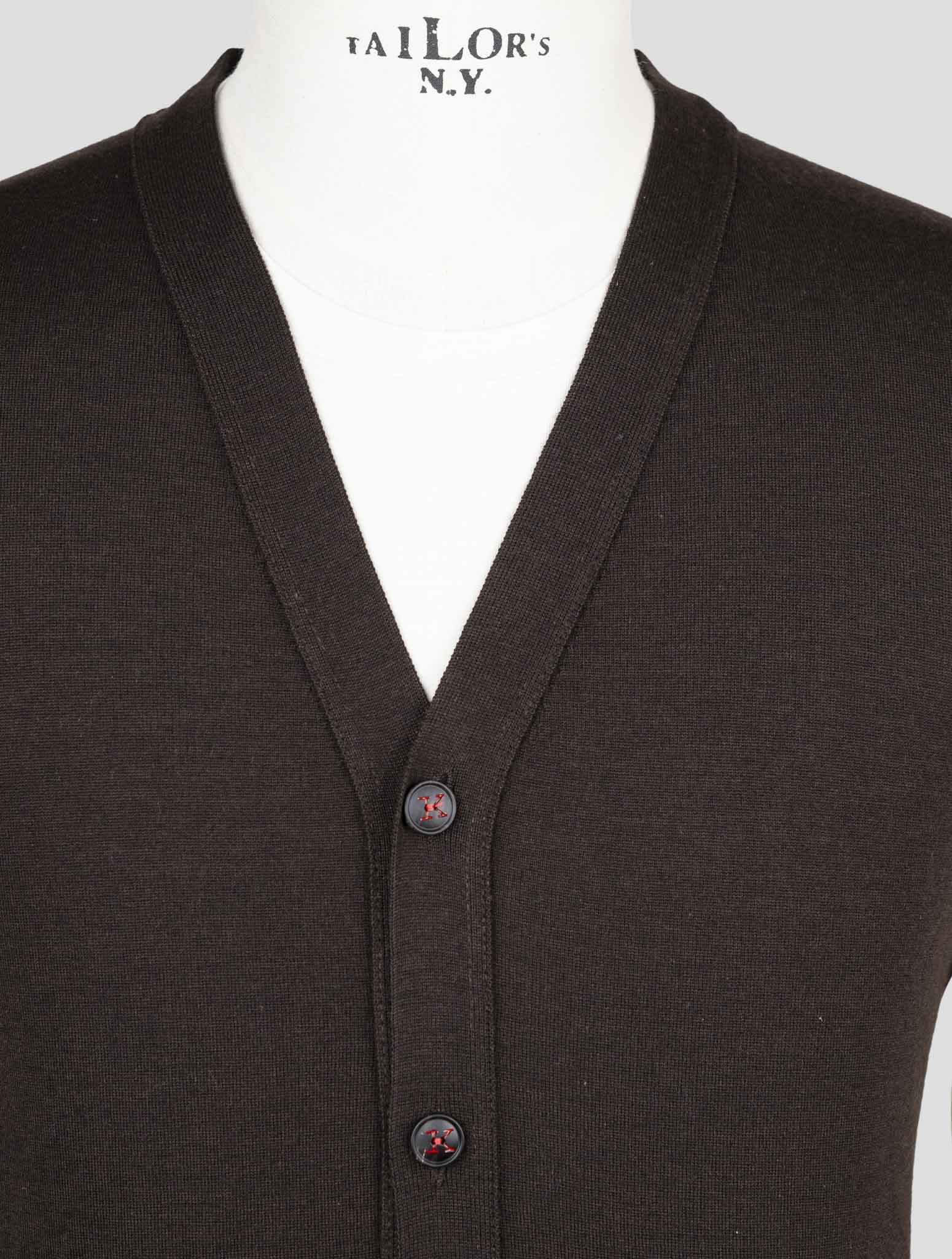 Kiton Brown Cashmere Silk Sweater Gilet Cardigan