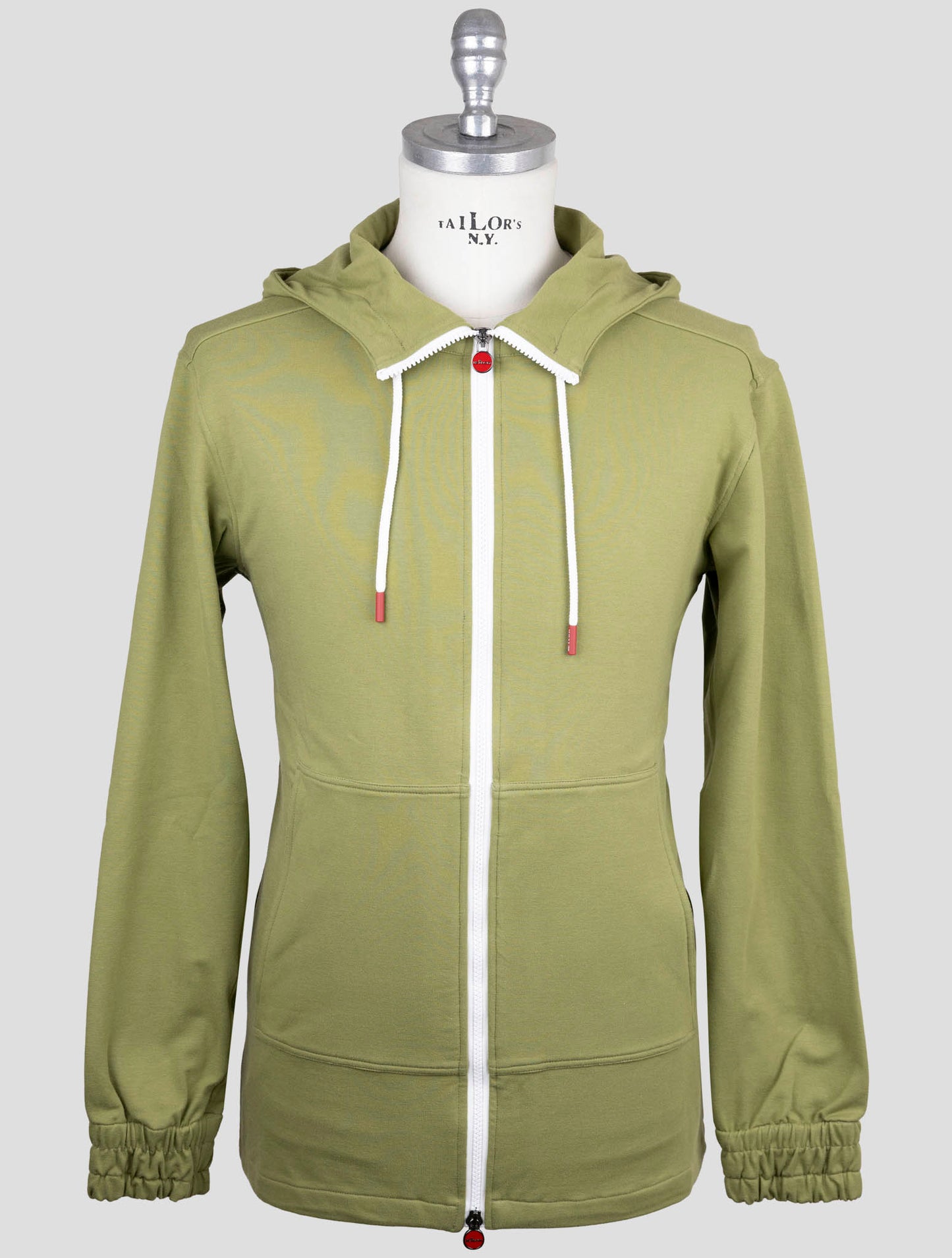 Kiton Green Cotton Silk Sweater Full Zip