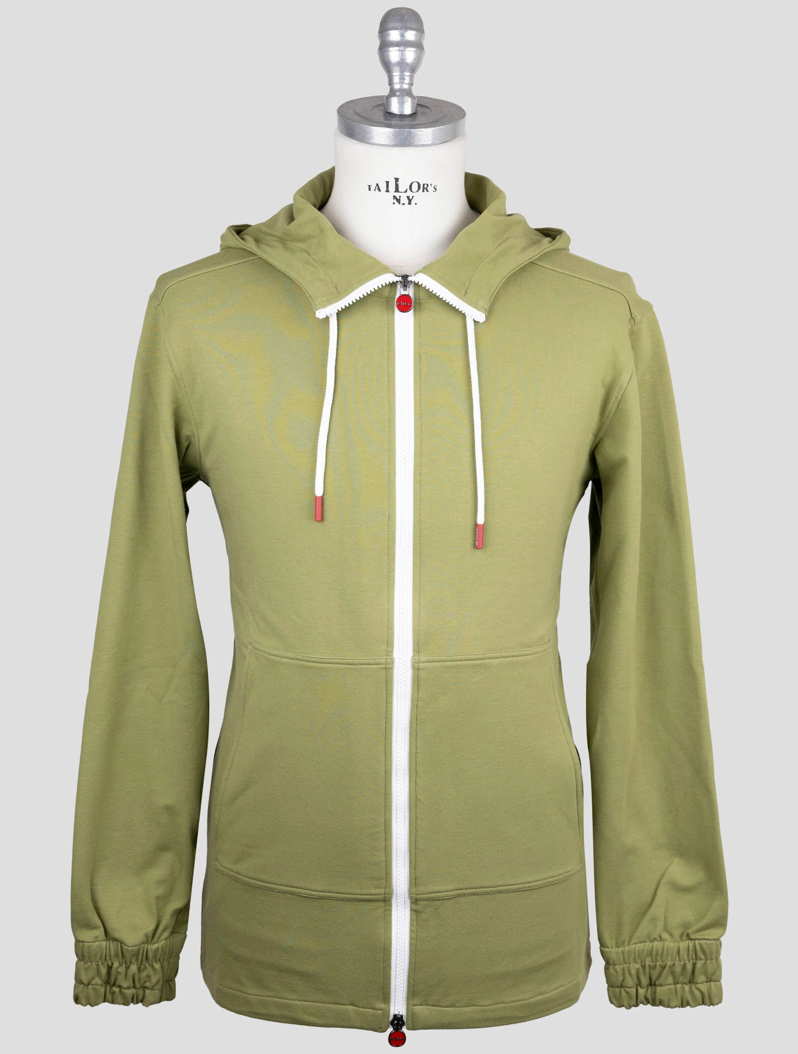 Kiton Green Cotton Silk Sweater Full Zip