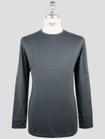 Kiton Blue Cotton Cashmere T-Shirt Long Sleeve