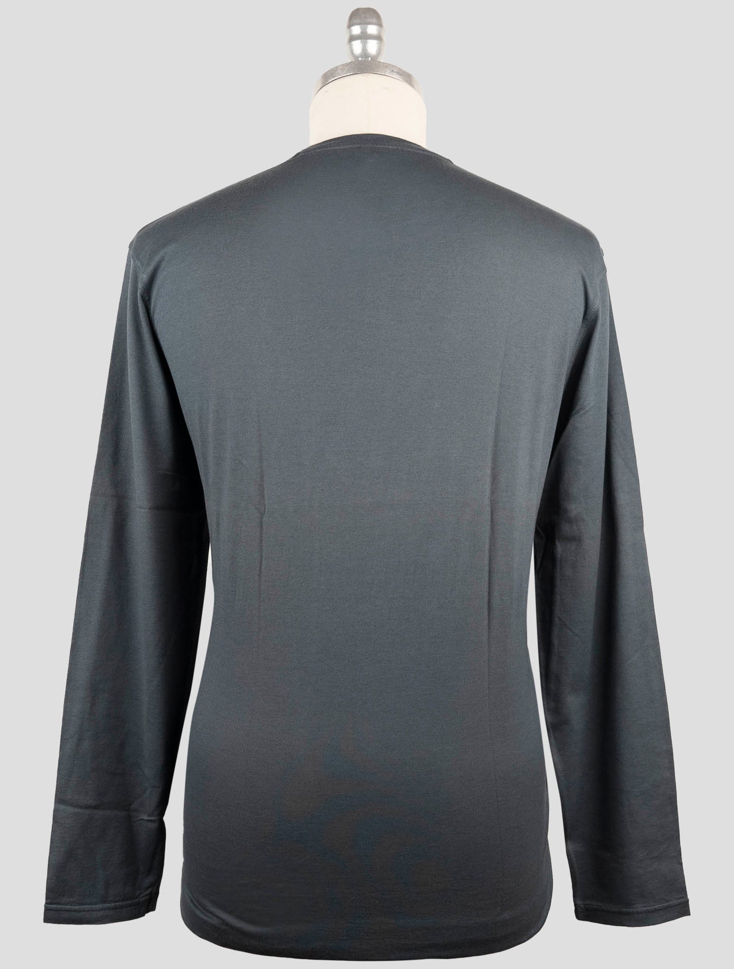 Kiton Blue Cotton Cashmere T-Shirt Long Sleeve
