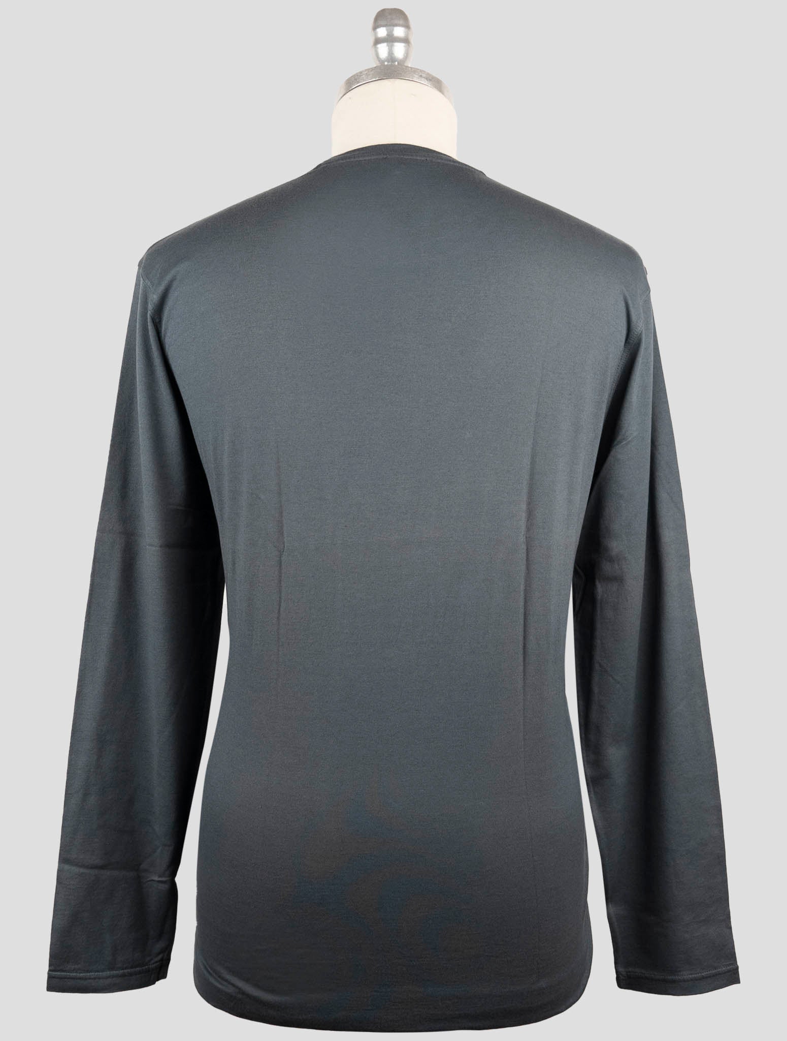 Kiton Blue Cotton Cashmere T-Shirt Long Sleeve