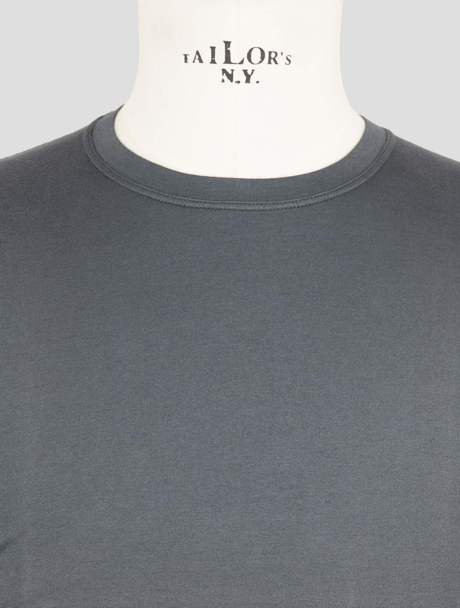 Kiton Blue Cotton Cashmere T-Shirt Long Sleeve