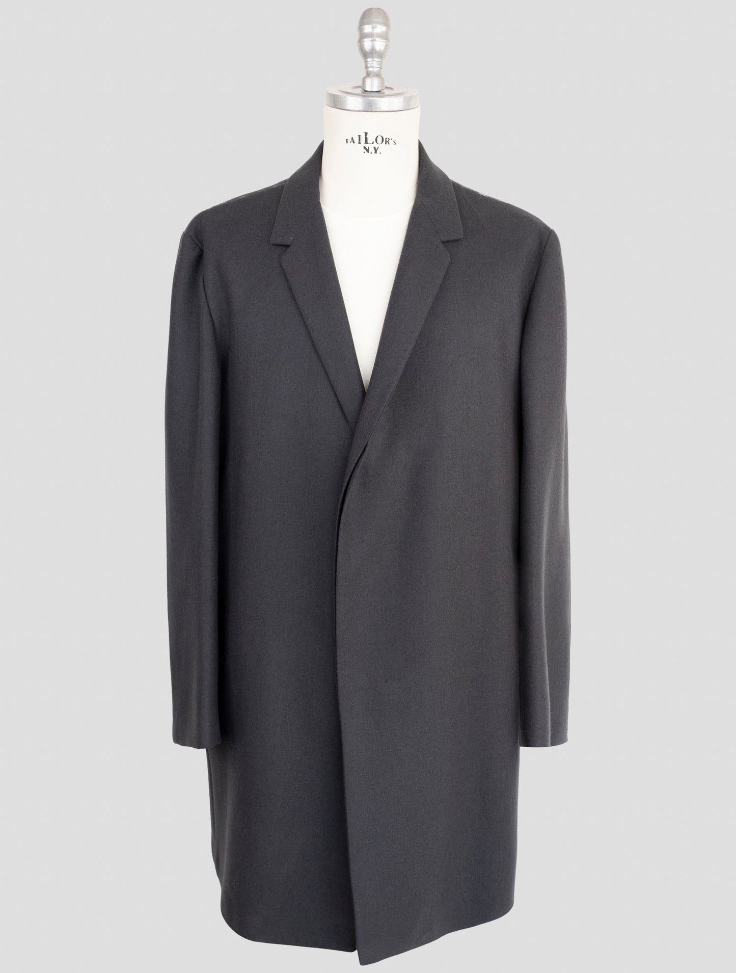 Kiton Knt Dark Gray Virgin Wool 14 Micron Overcoat