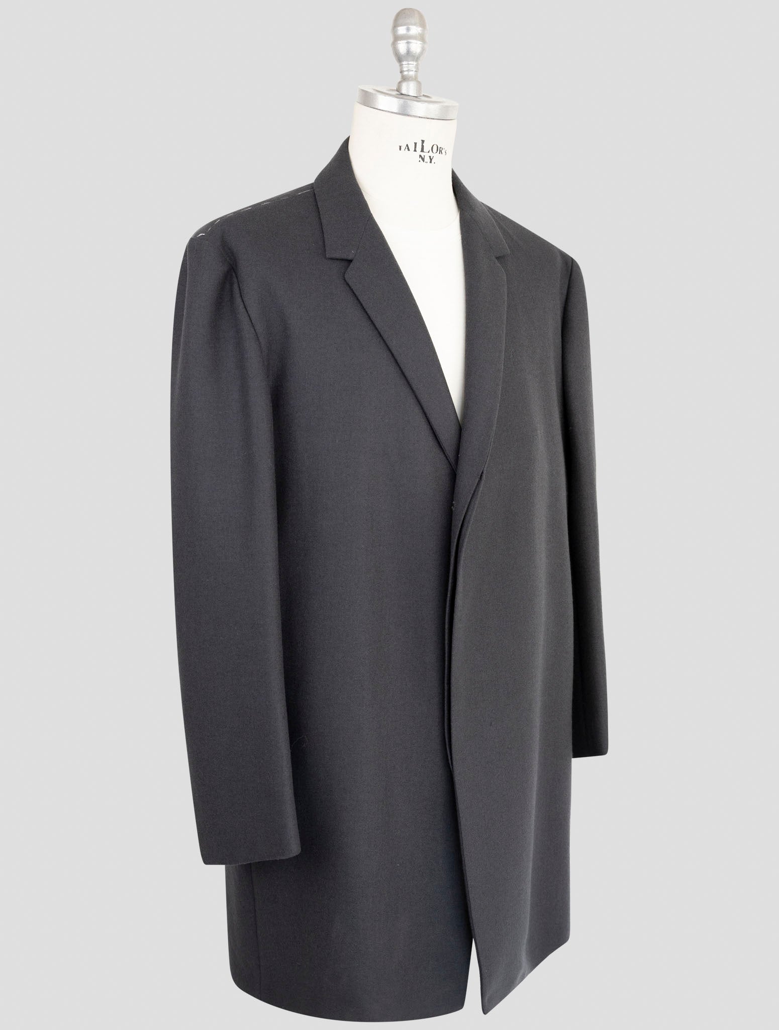 Kiton Knt Dark Gray Virgin Wool 14 Micron Overcoat