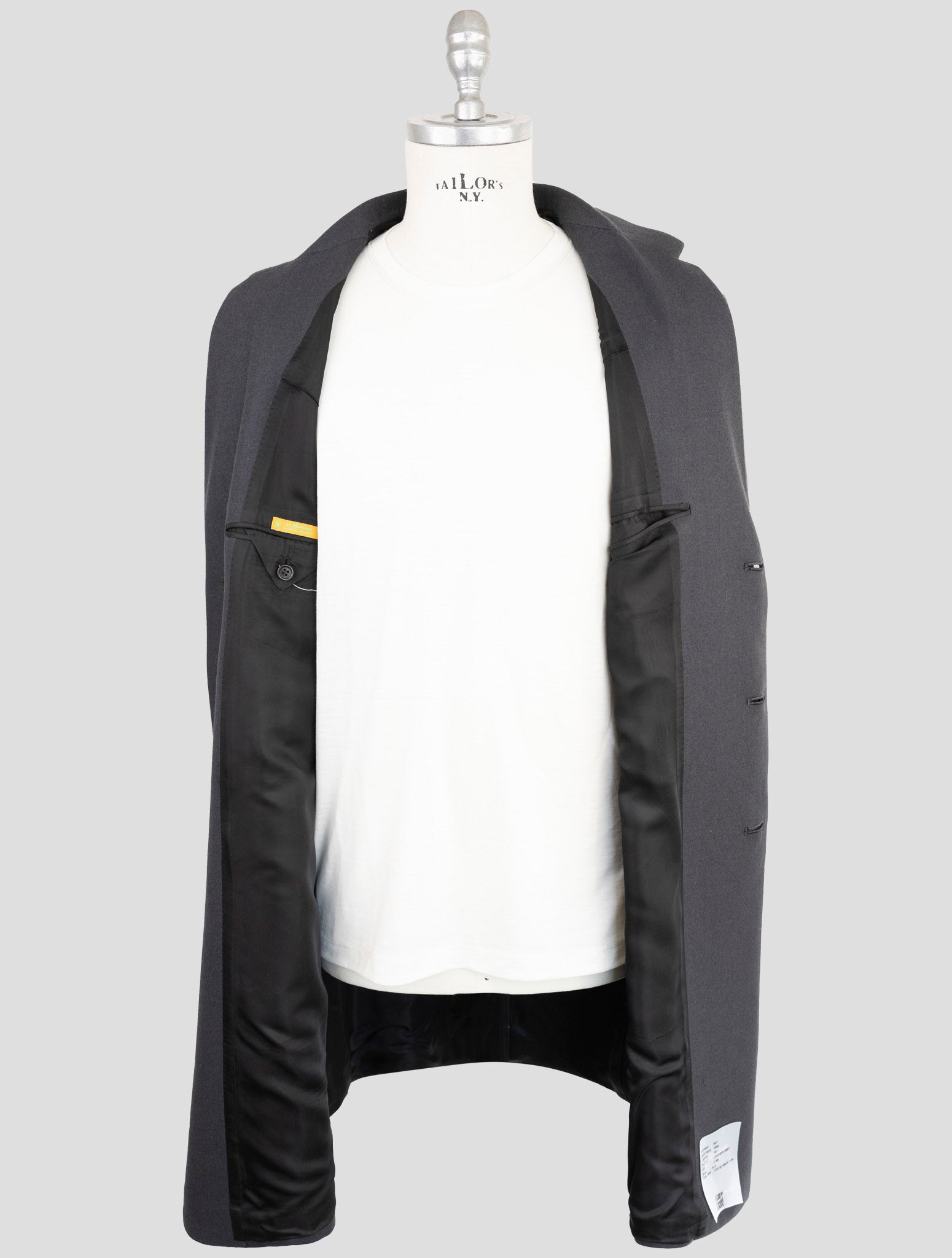 Kiton Knt Dark Gray Virgin Wool 14 Micron Overcoat