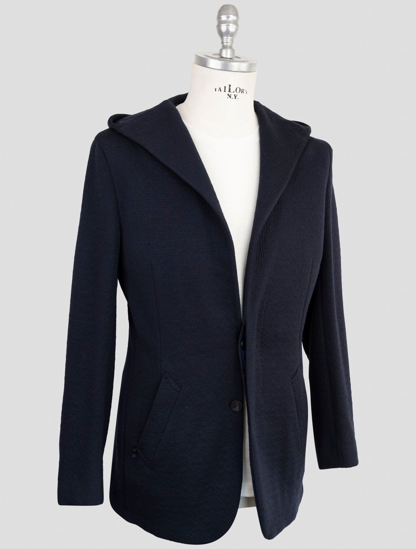 Kiton Knt Dark Blue Fleece Wool Pa Blazer