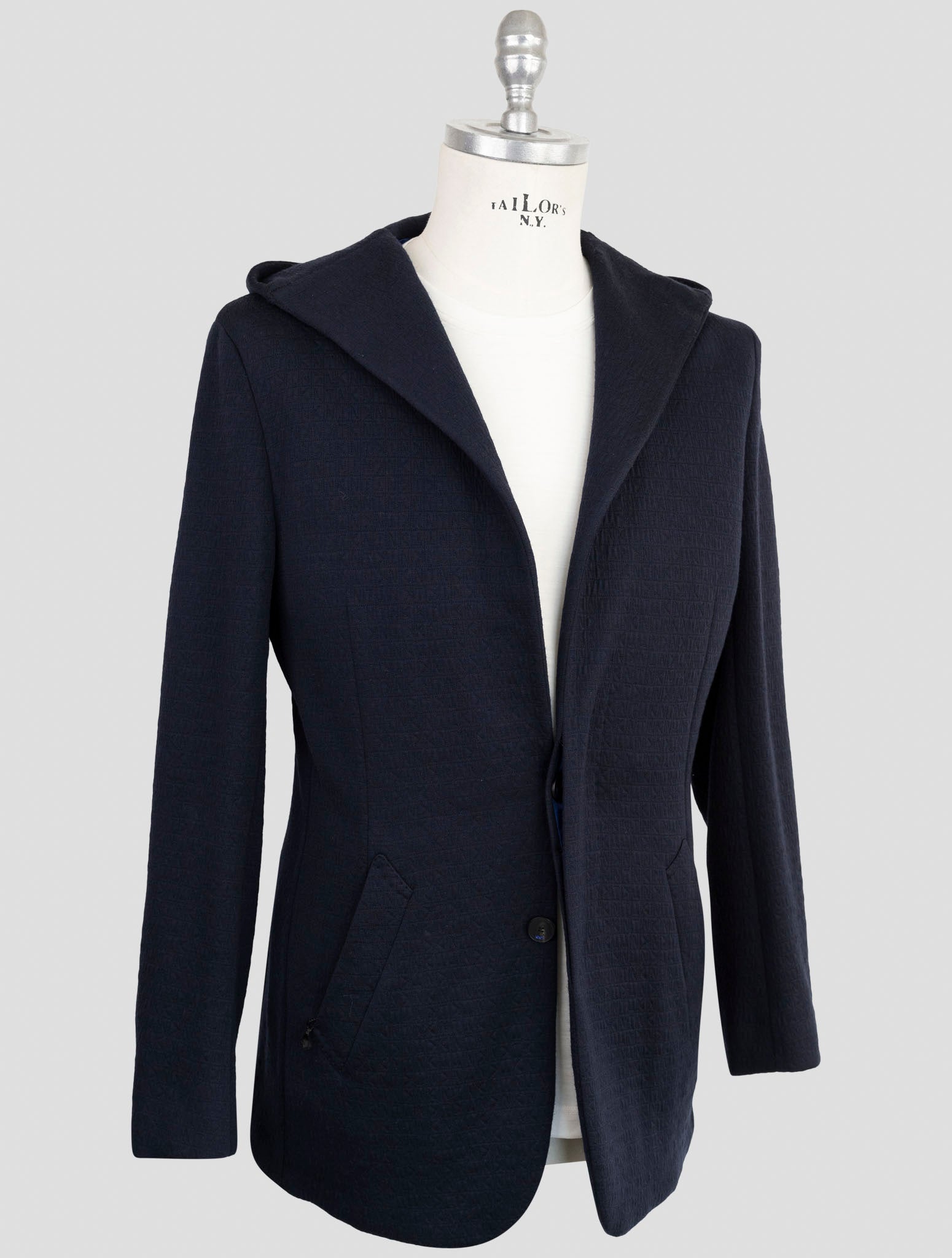 Kiton Knt Dark Blue Fleece Wool Pa Blazer