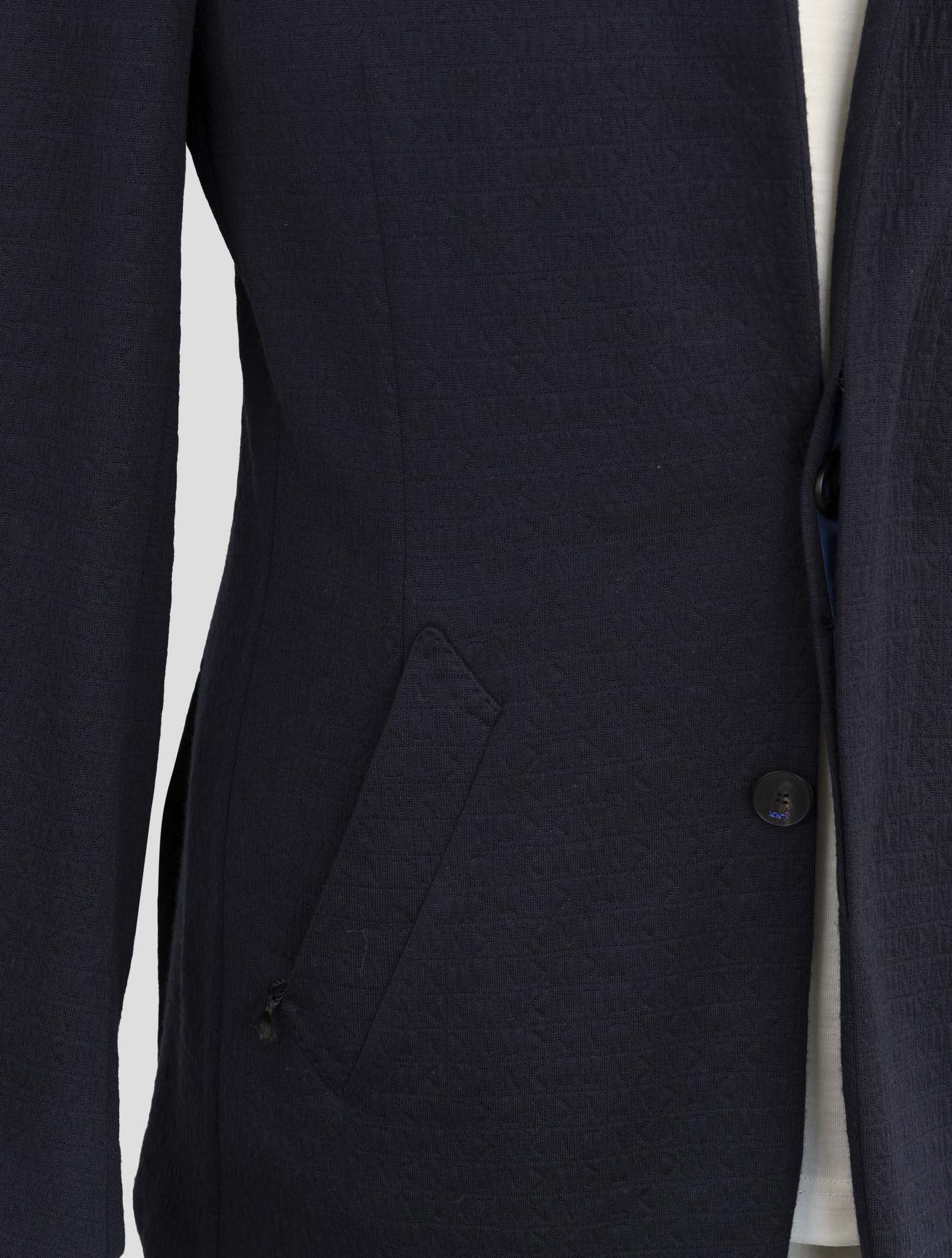 Kiton Knt Dark Blue Fleece Wool Pa Blazer
