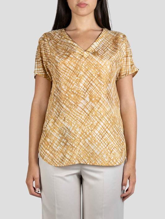 Kiton Yellow White Silk Shirt
