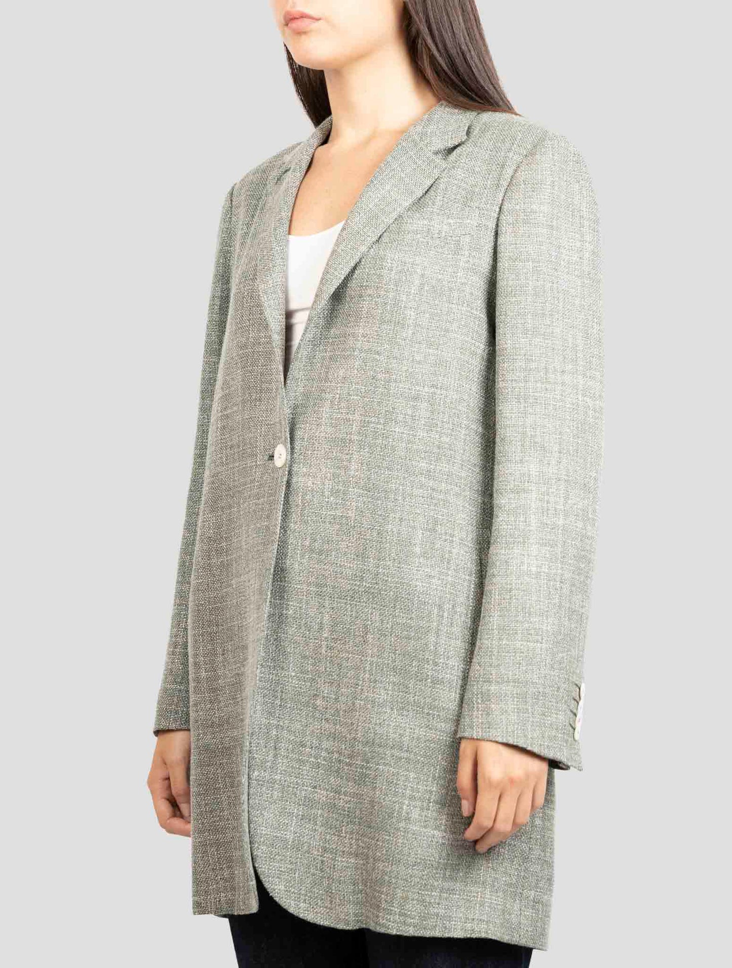 Kiton Green Wool Silk Linen Blazer