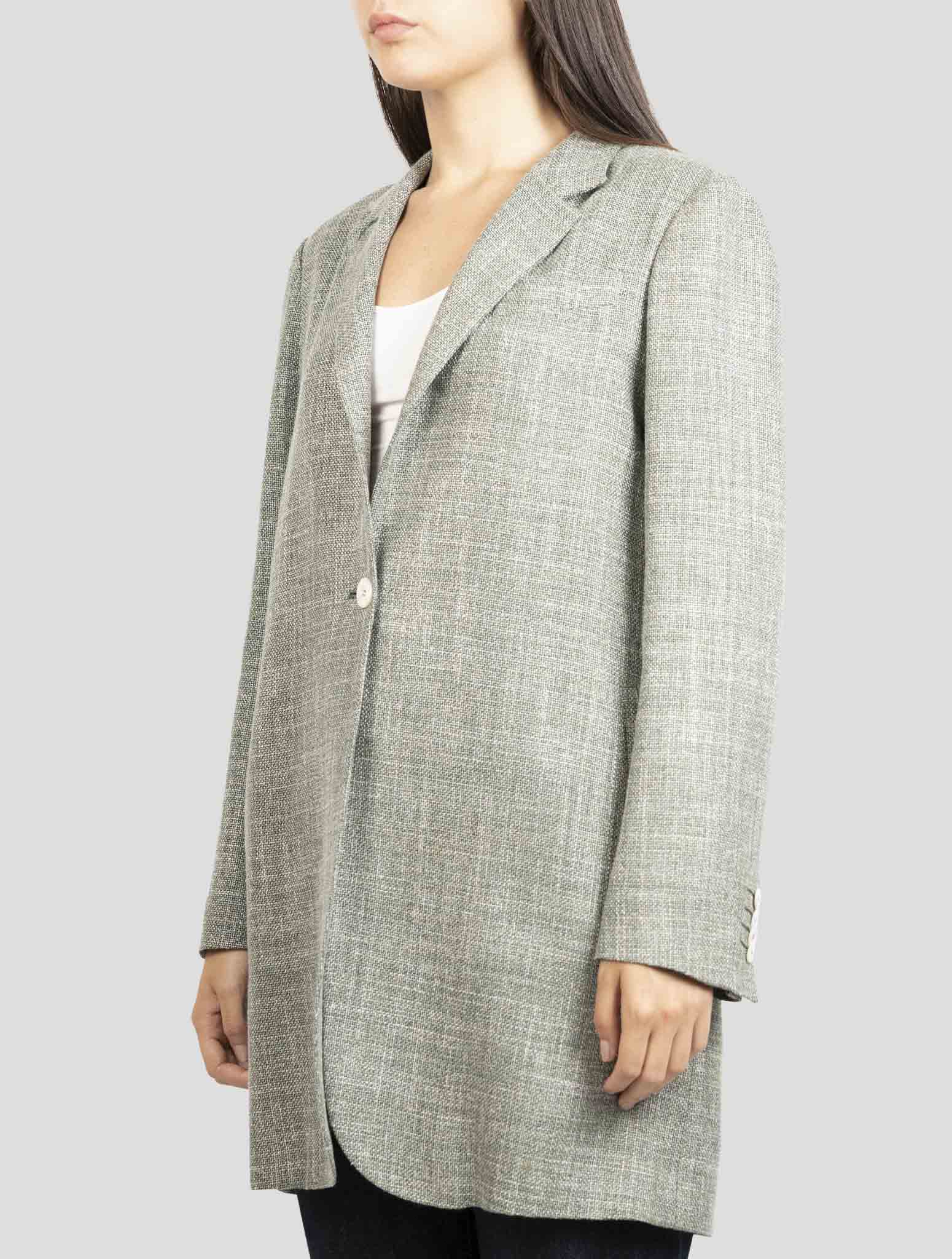 Kiton Green Wool Silk Linen Blazer