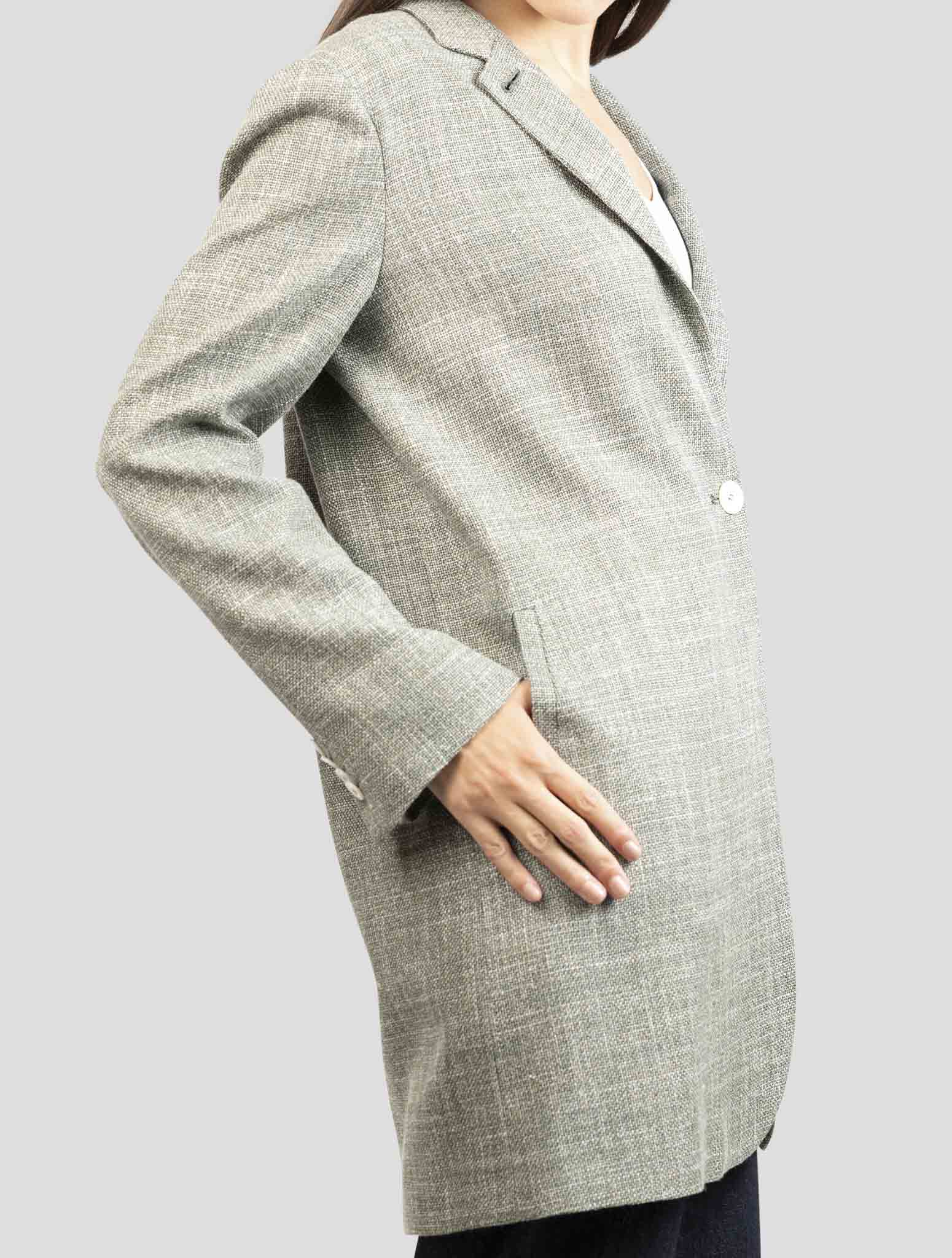 Kiton Green Wool Silk Linen Blazer