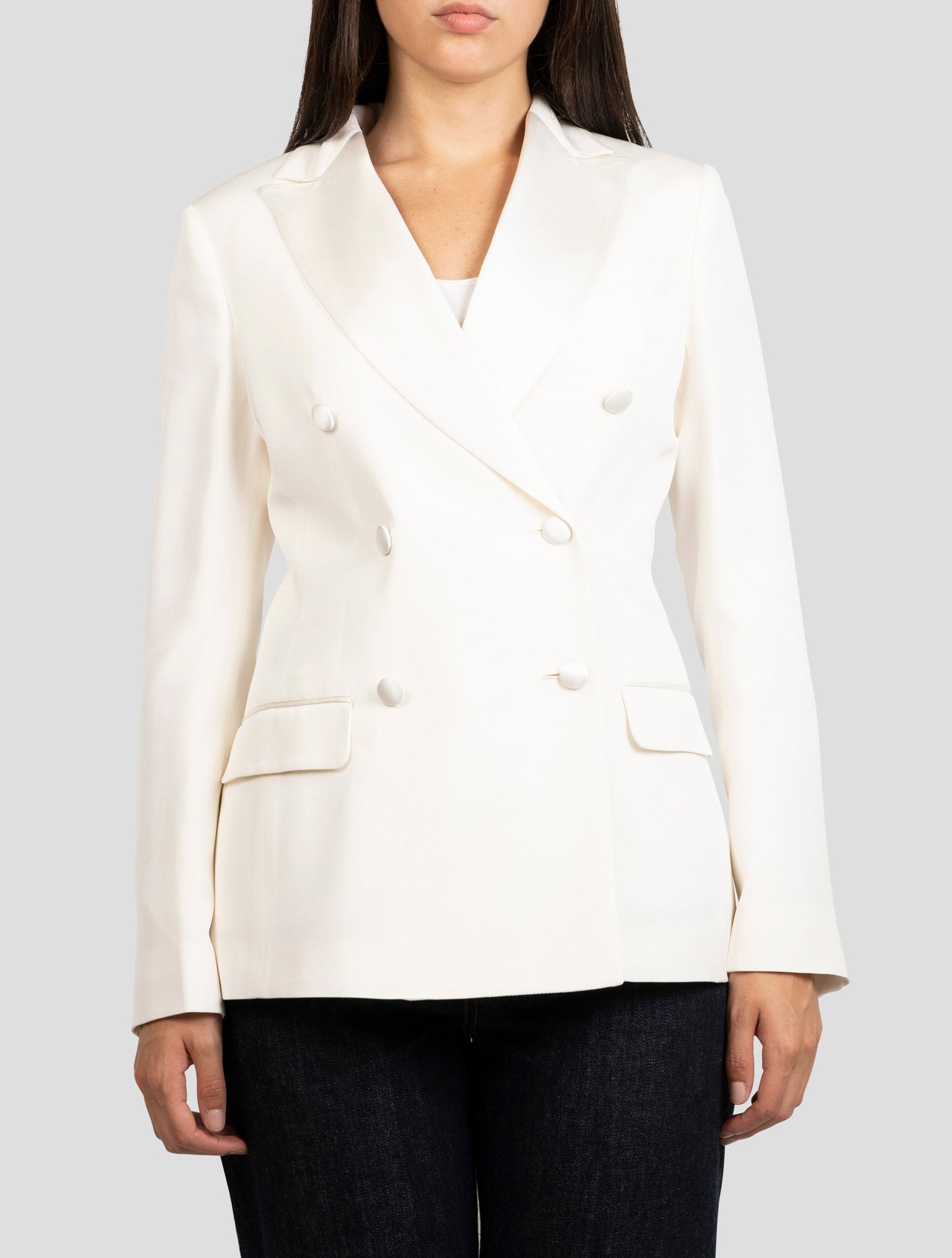 Kiton White Silk Blazer