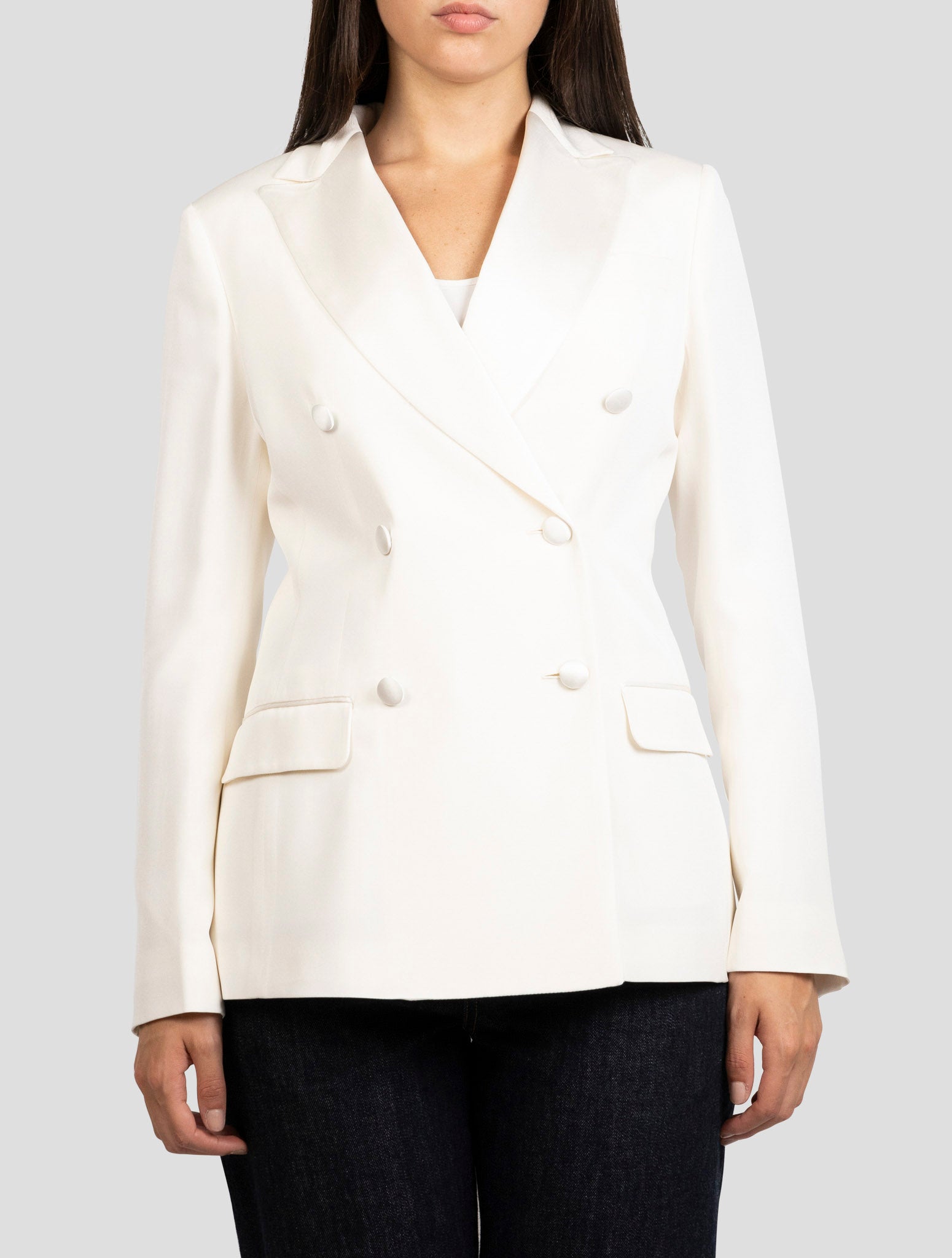 Kiton White Silk Blazer