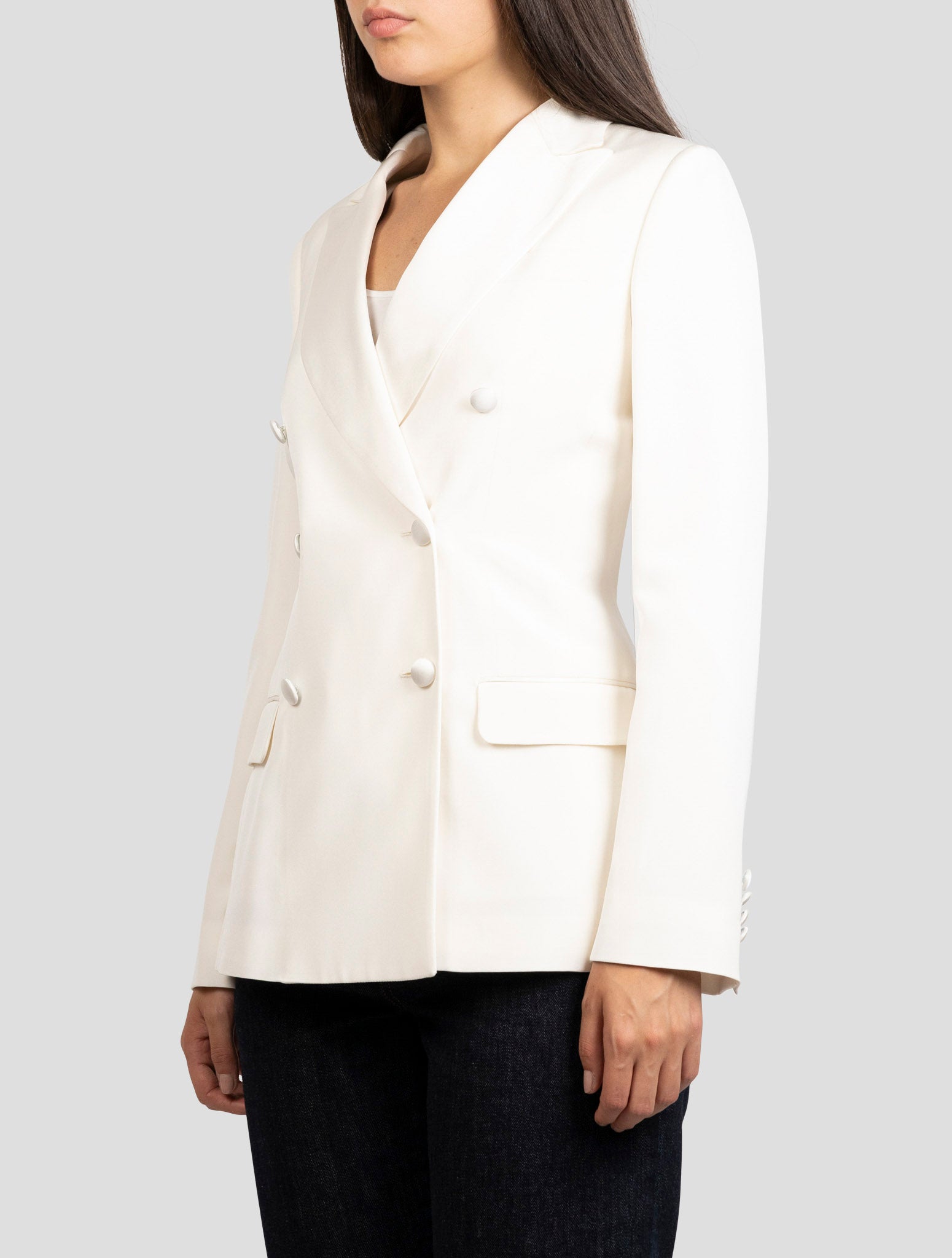 Kiton White Silk Blazer
