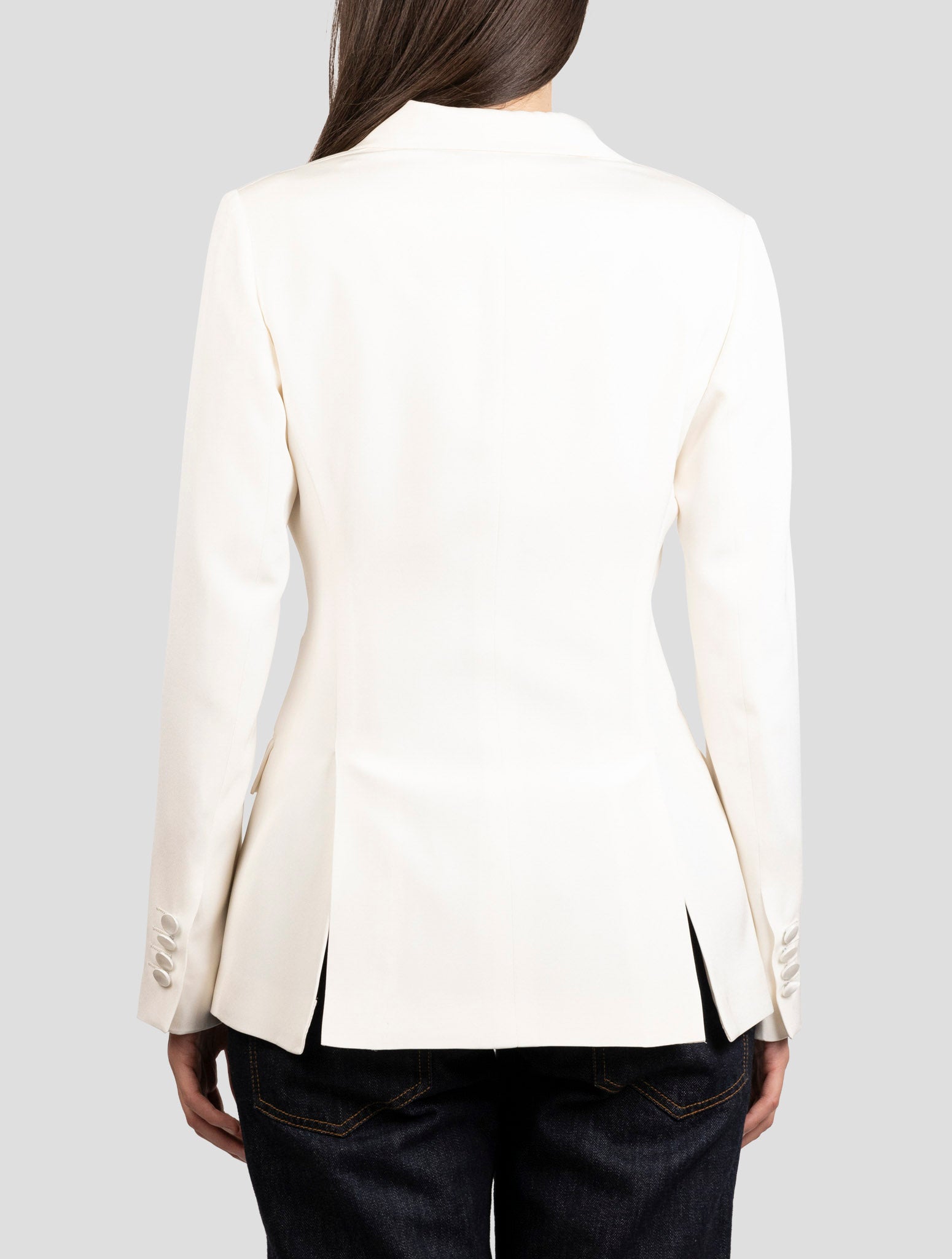 Kiton White Silk Blazer