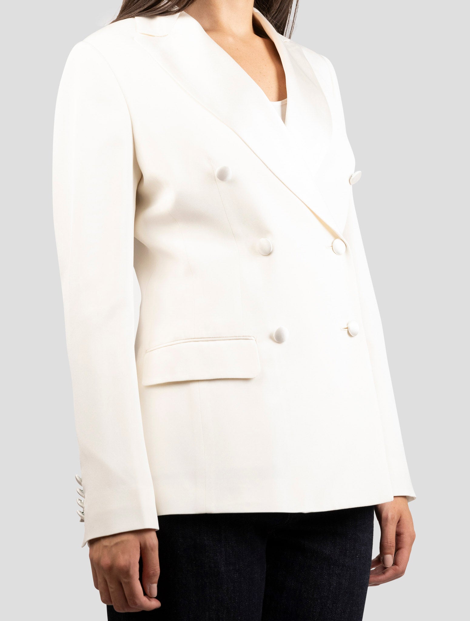 Kiton White Silk Blazer