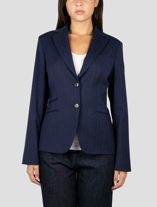 Kiton Blue Virgin Wool Ea Blazer