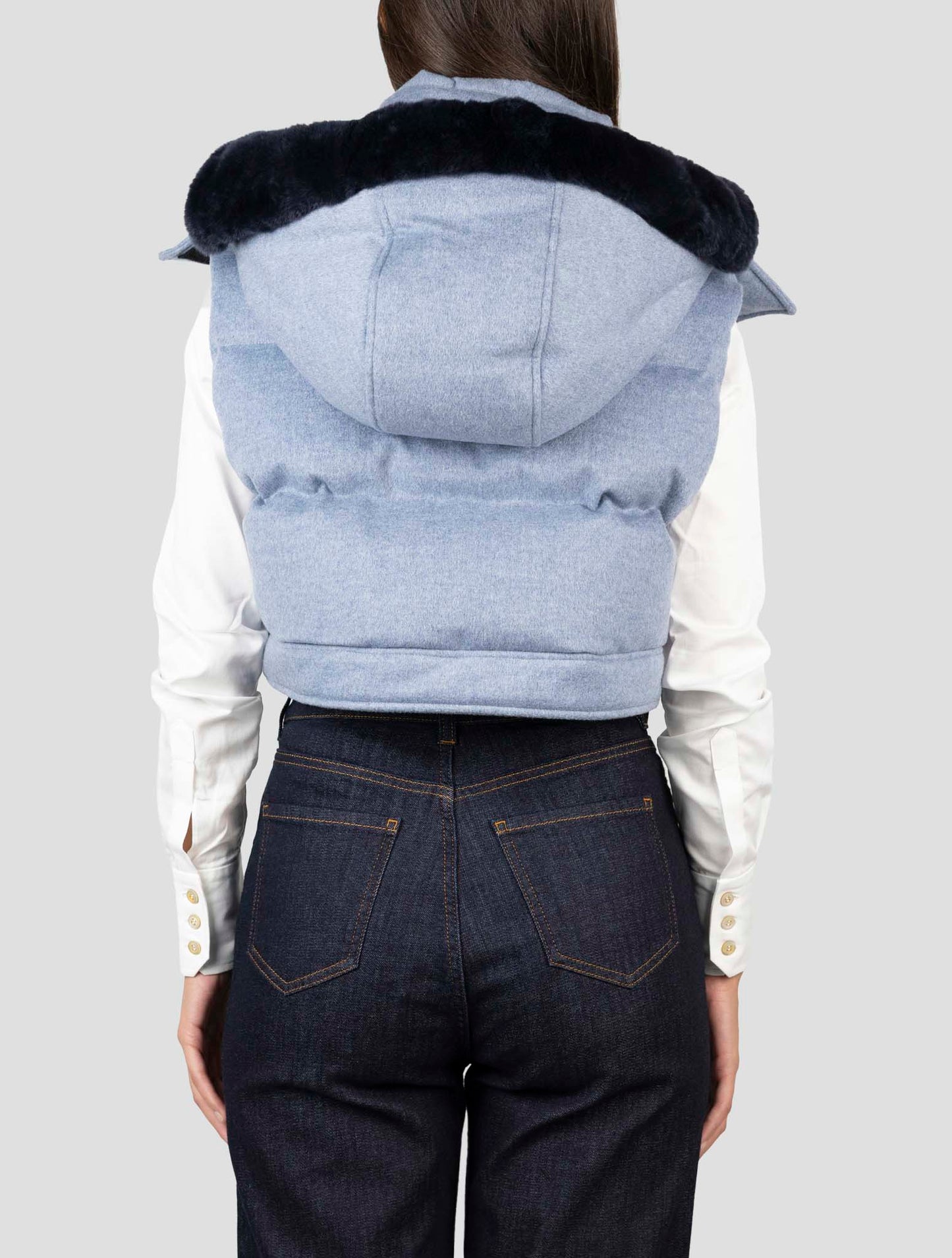 Kiton Light Blue Cashmere Coat Gilet