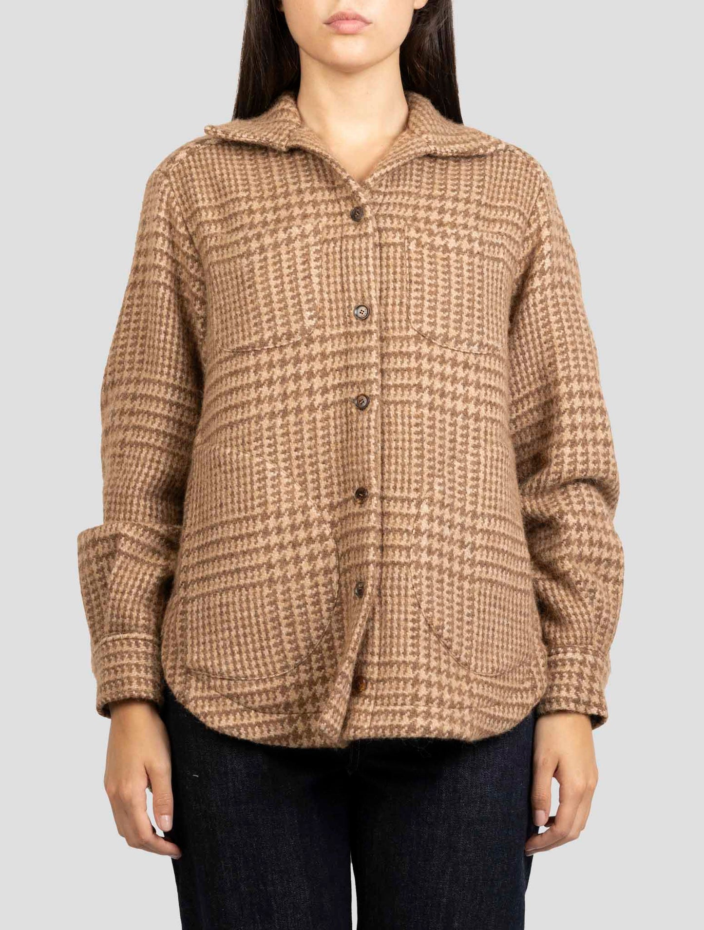 Kiton Brown Virgin Wool Alpaca Pa Overshirt
