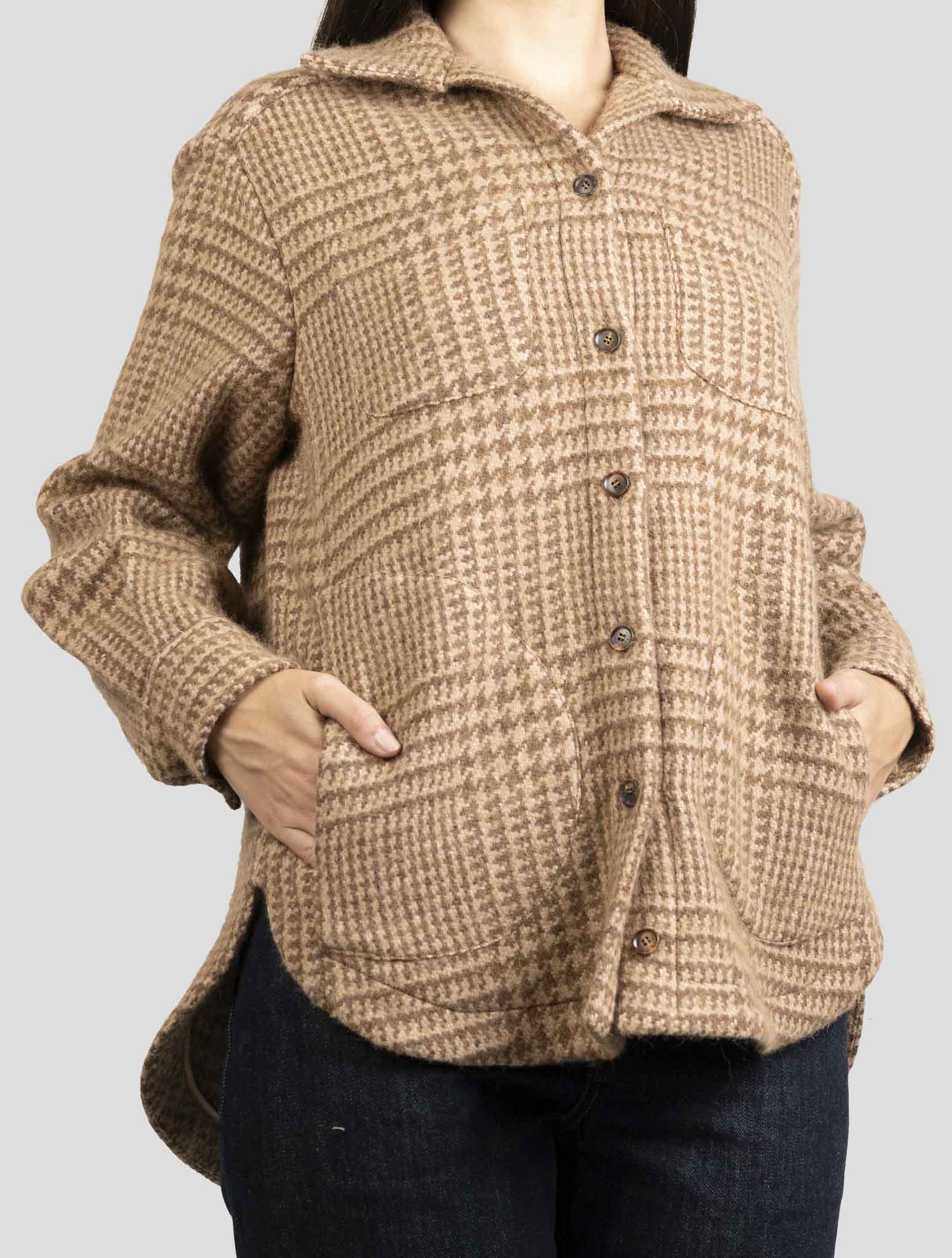 Kiton Brown Virgin Wool Alpaca Pa Overshirt