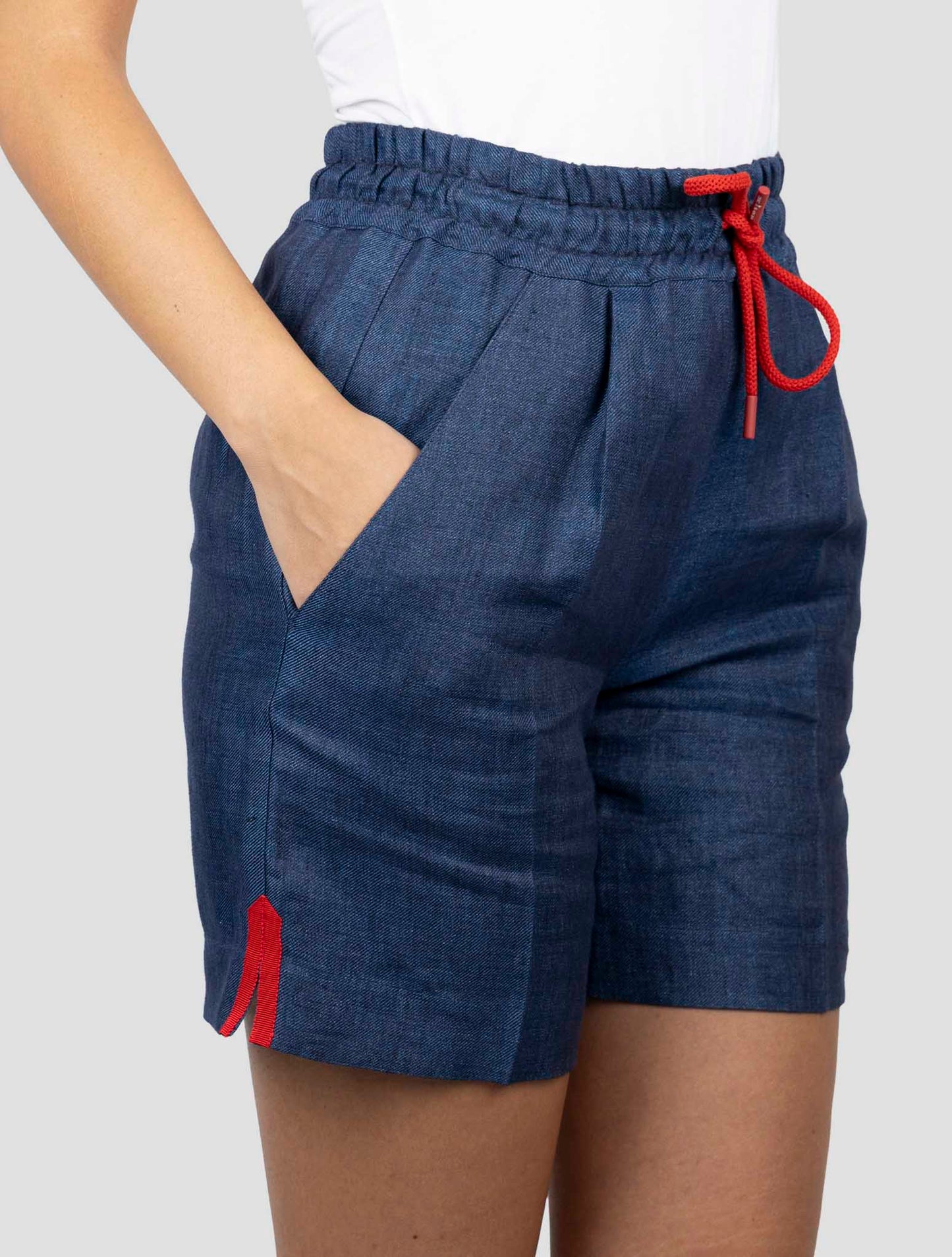 Kiton Blue Linen Short Pants