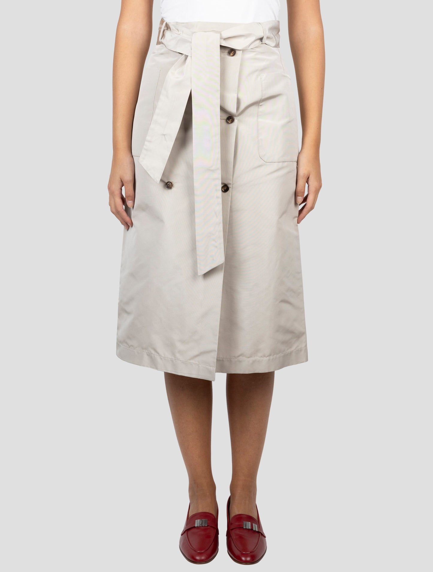 Kiton Beige Silk Skirt