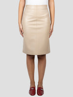 Kiton Beige Leather Skirt