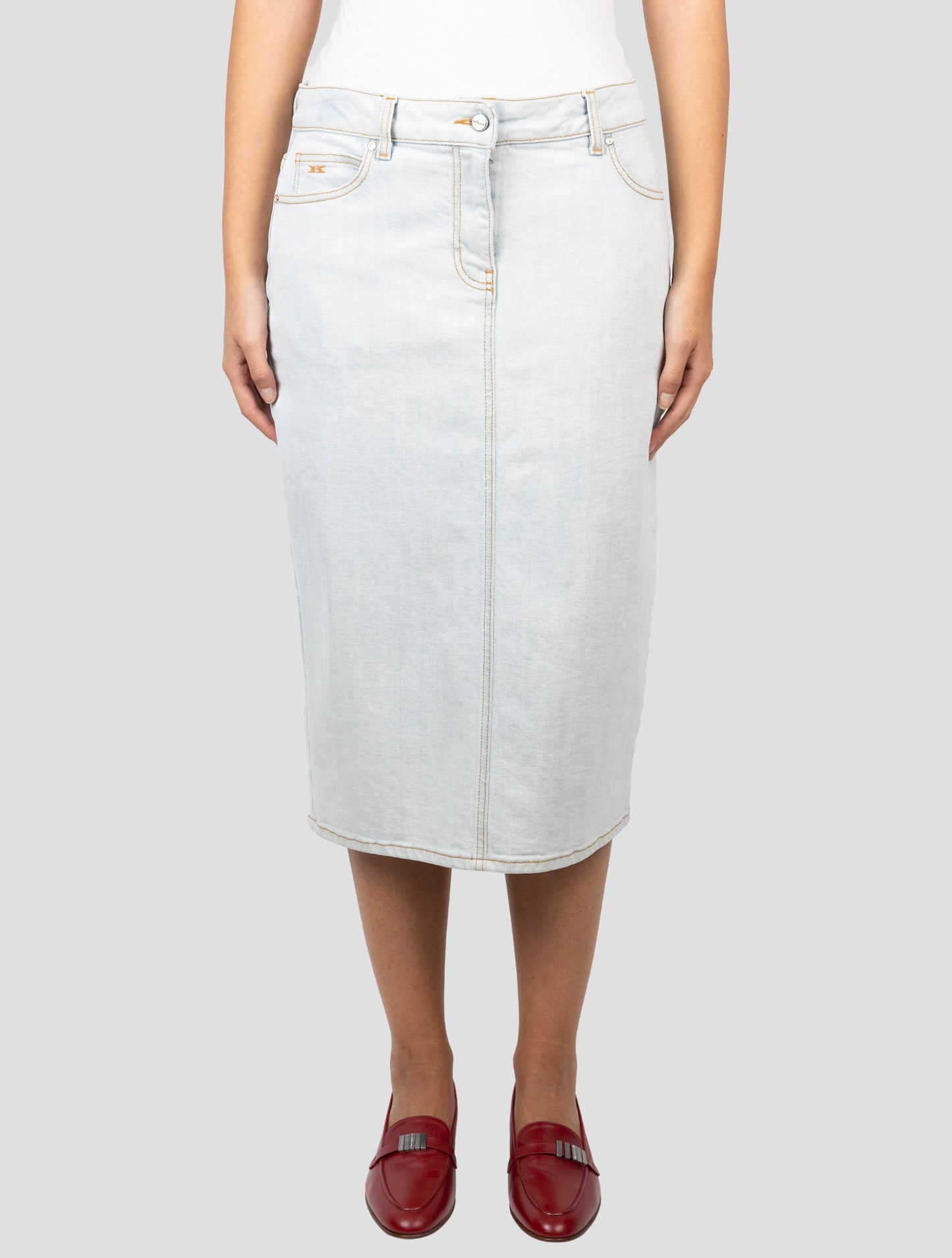 Kiton Light Blue Cotton Ea Skirt