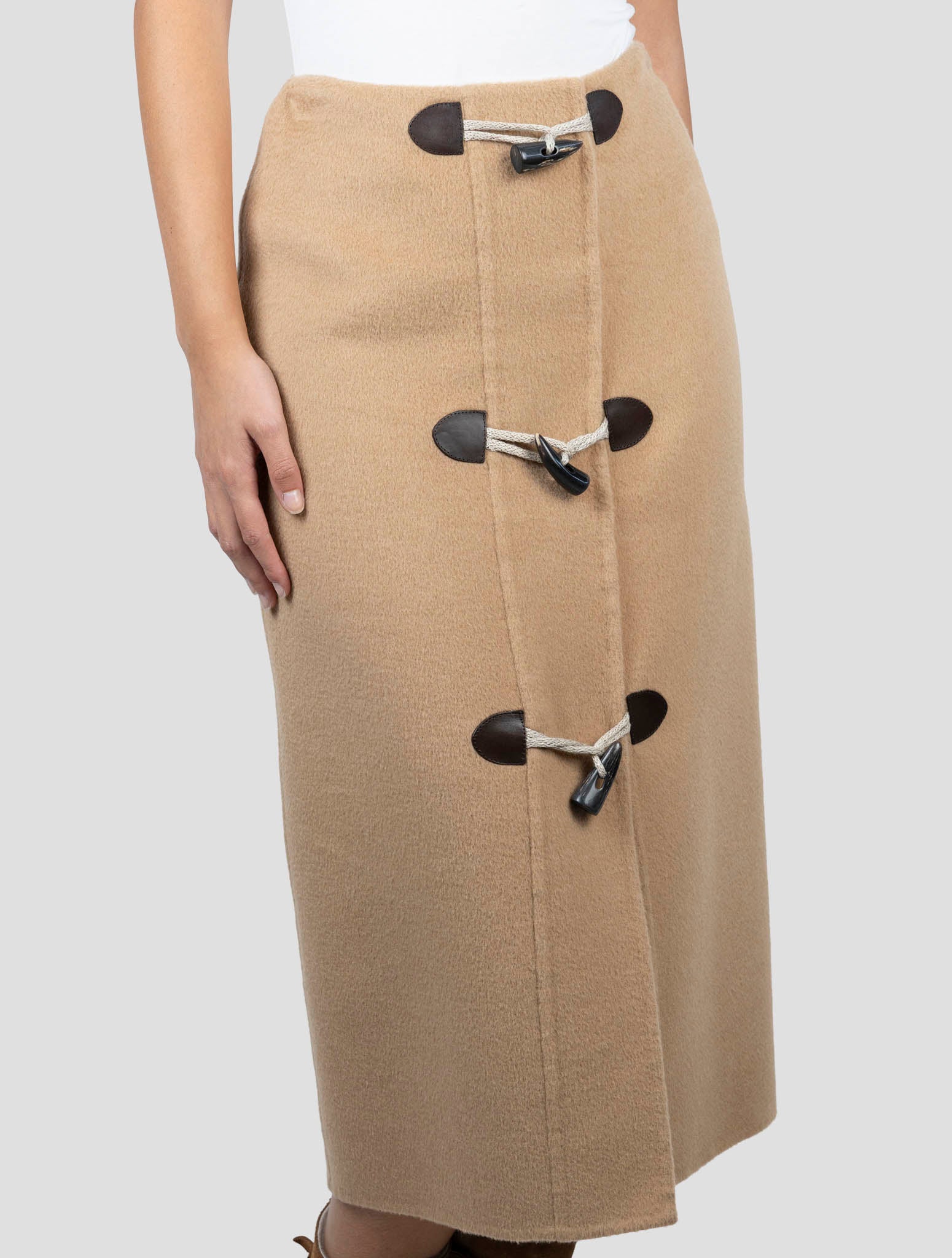 Kiton Brown Camel Wool Skirt