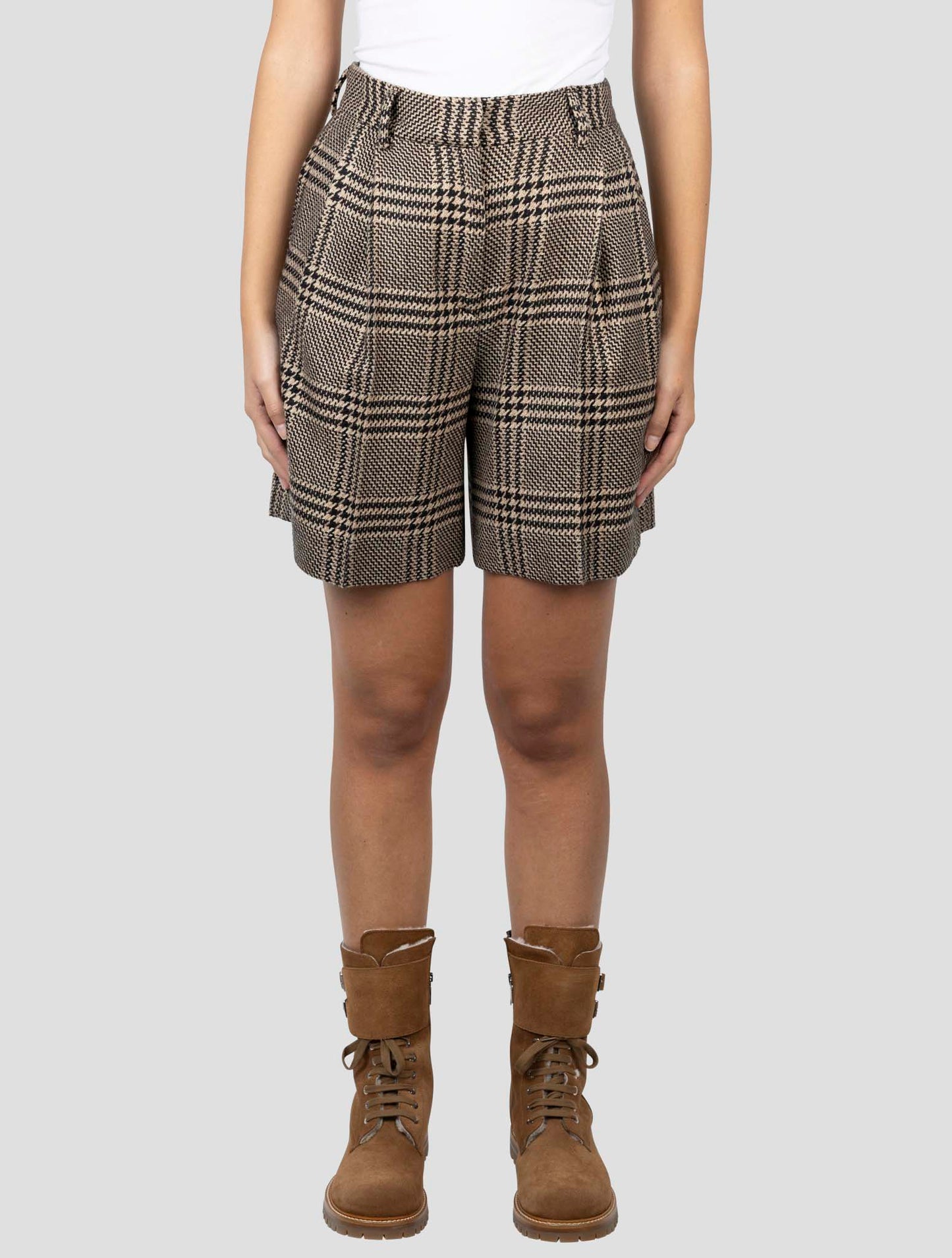 Kiton Brown Silk Cashmere Short Pants