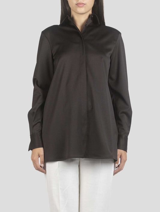 Kiton Brown Silk Shirt