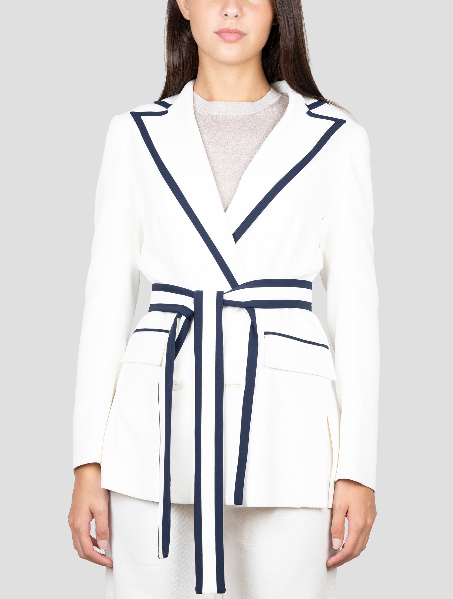 Kiton White Viscose Acetate Ea Double Breasted Blazer