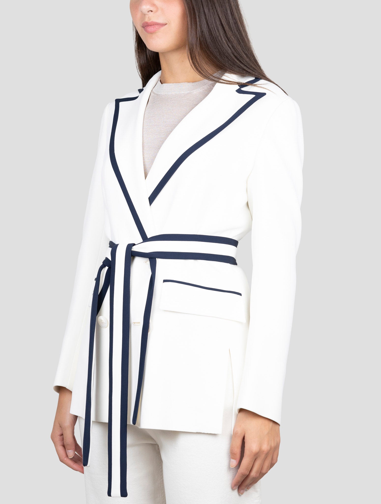 Kiton White Viscose Acetate Ea Double Breasted Blazer