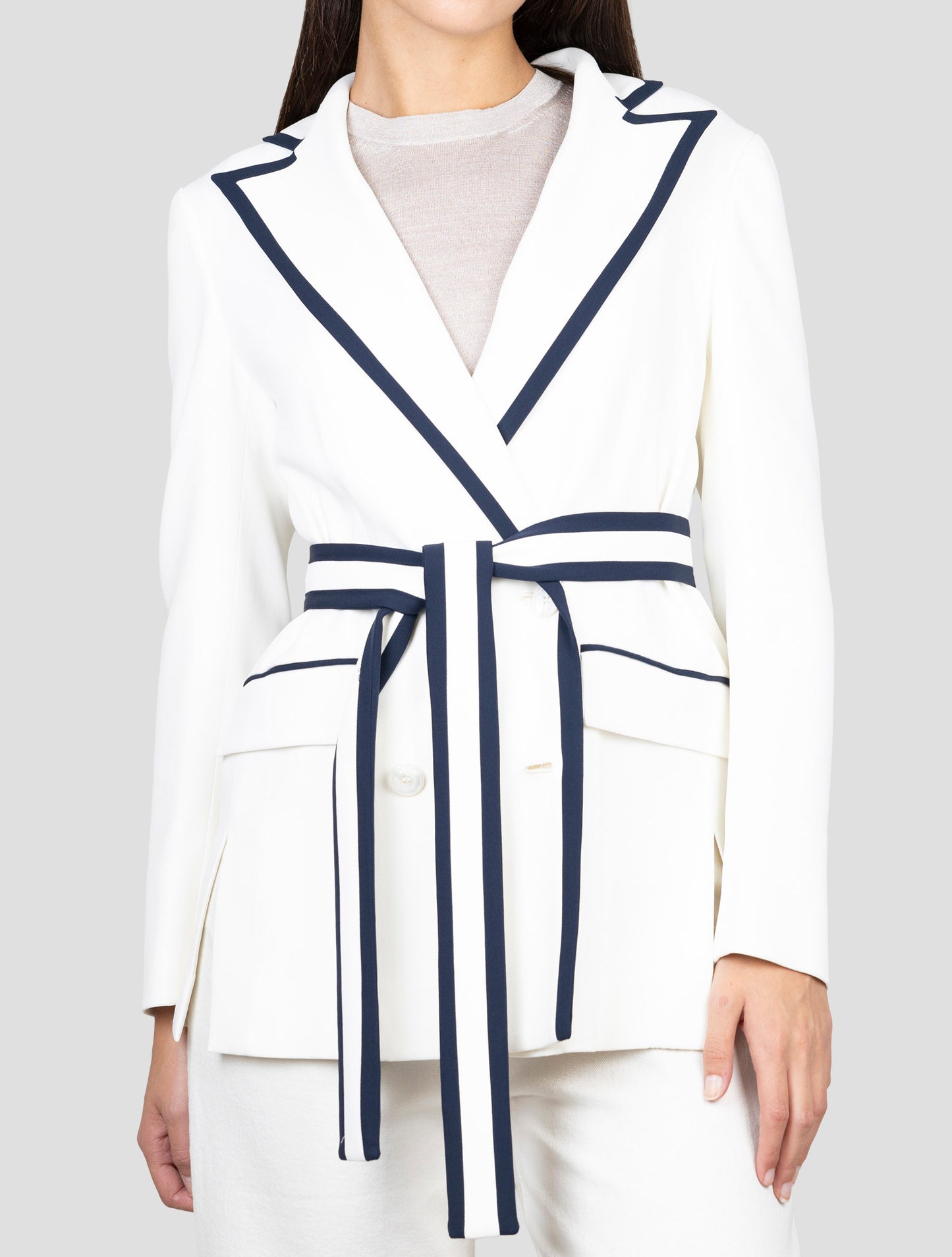 Kiton White Viscose Acetate Ea Double Breasted Blazer