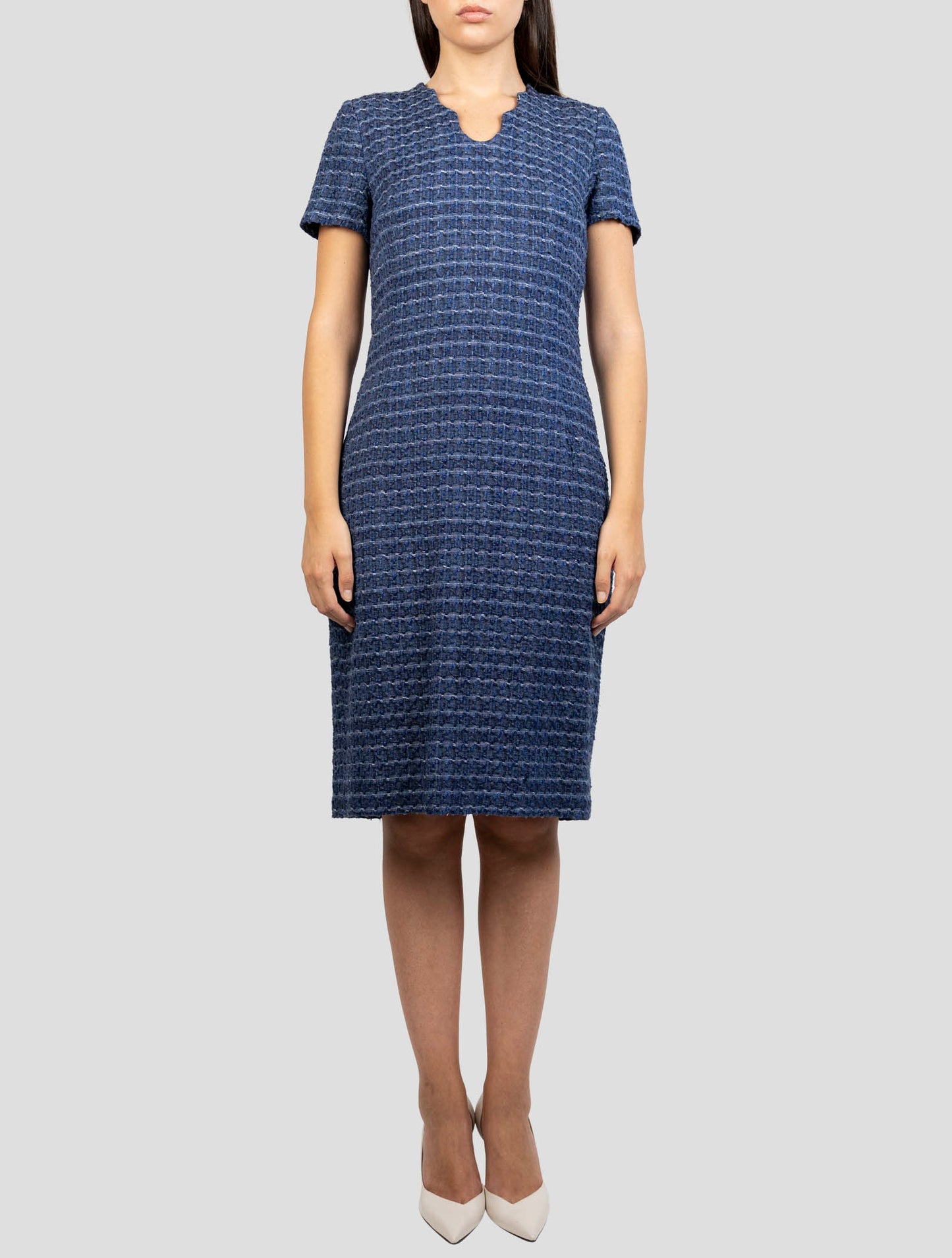 Kiton Blue Pc Cotton Pl Viscose Linen Pa Ea Dress