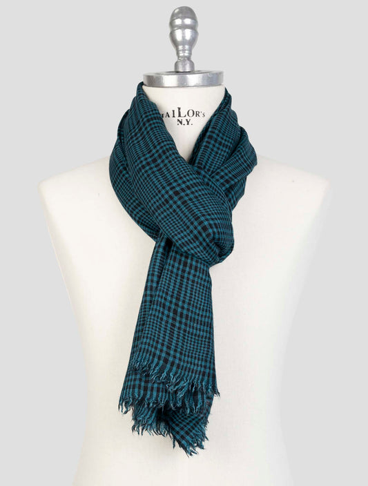 Kiton Green Blue Cashmere Silk Scarf
