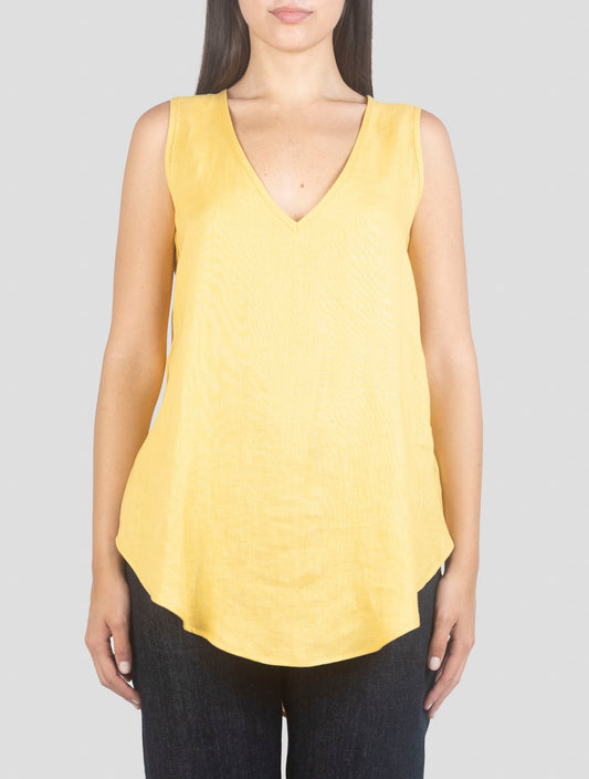 Kiton Yellow Linen Tank Top