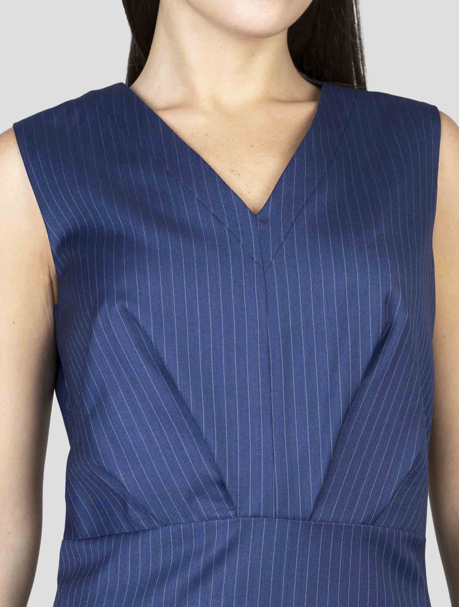 Kiton Blue Virgin Wool Silk Dress