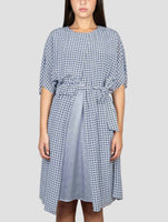 Kiton Blue White Silk Dress