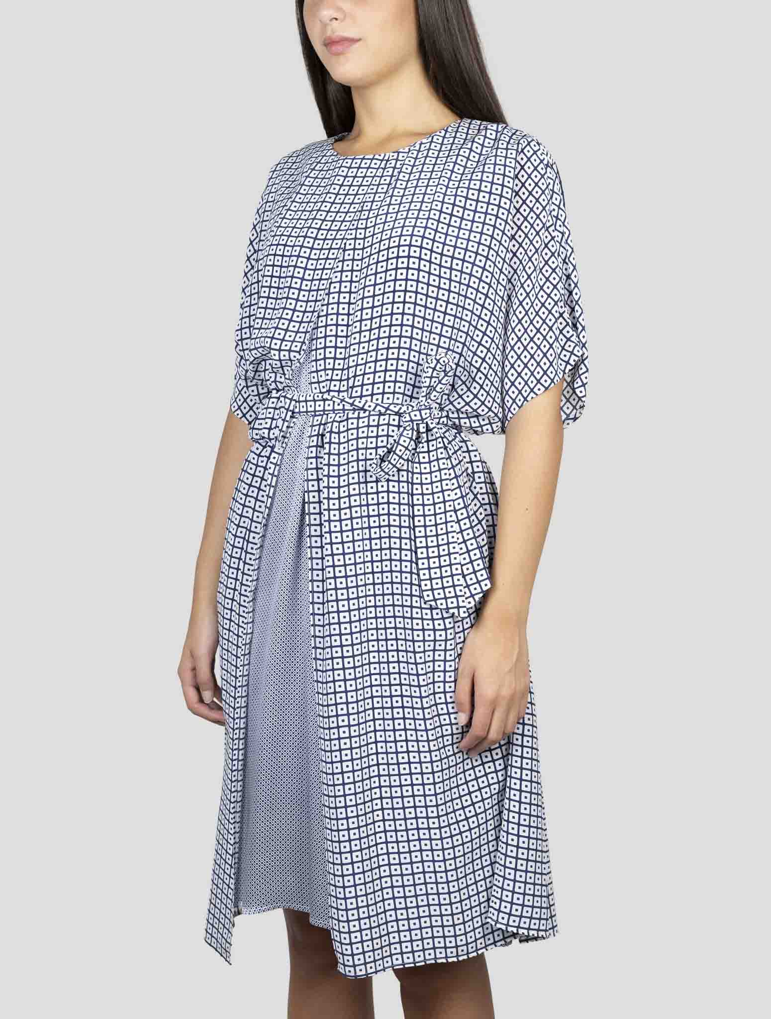 Kiton Blue White Silk Dress