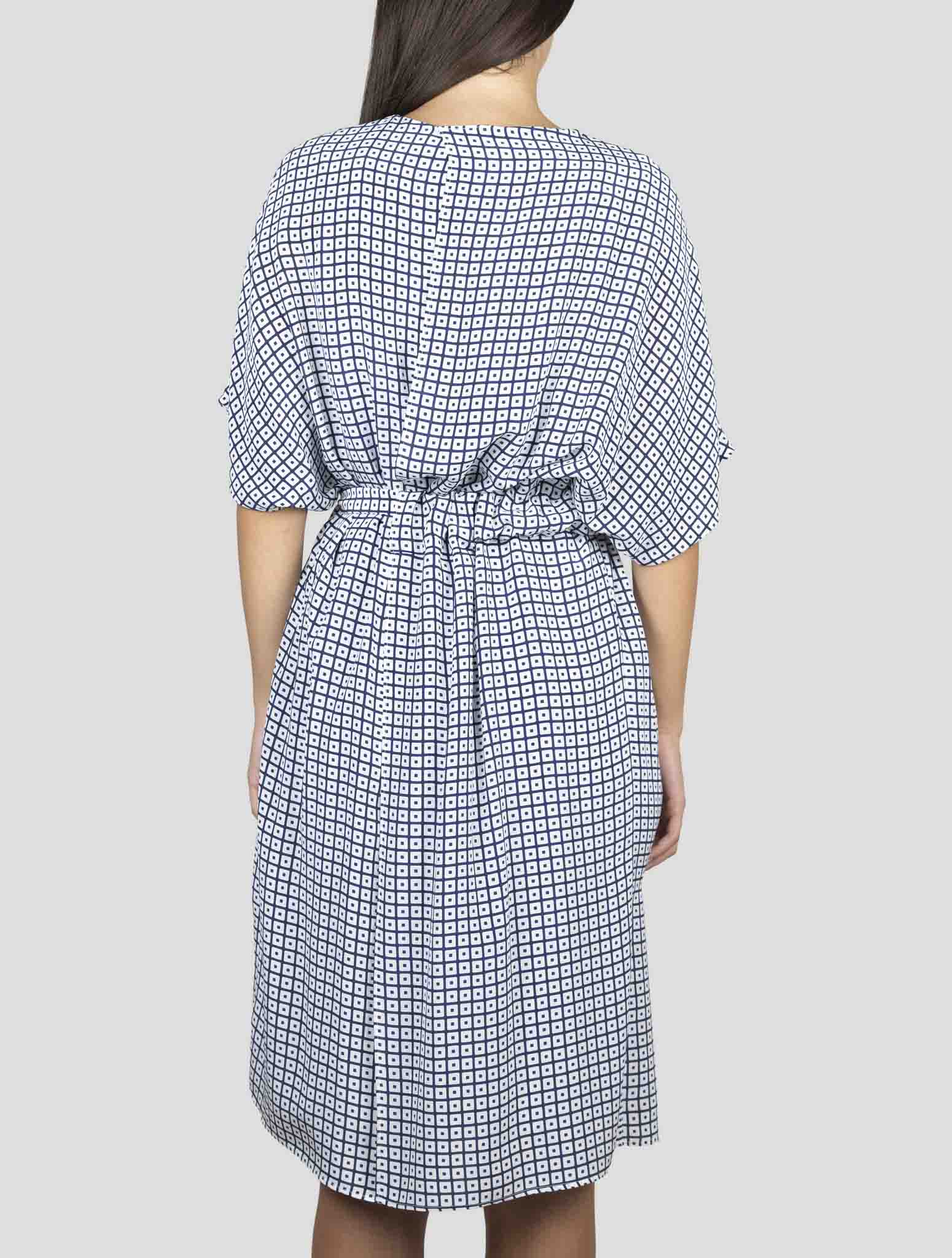 Kiton Blue White Silk Dress